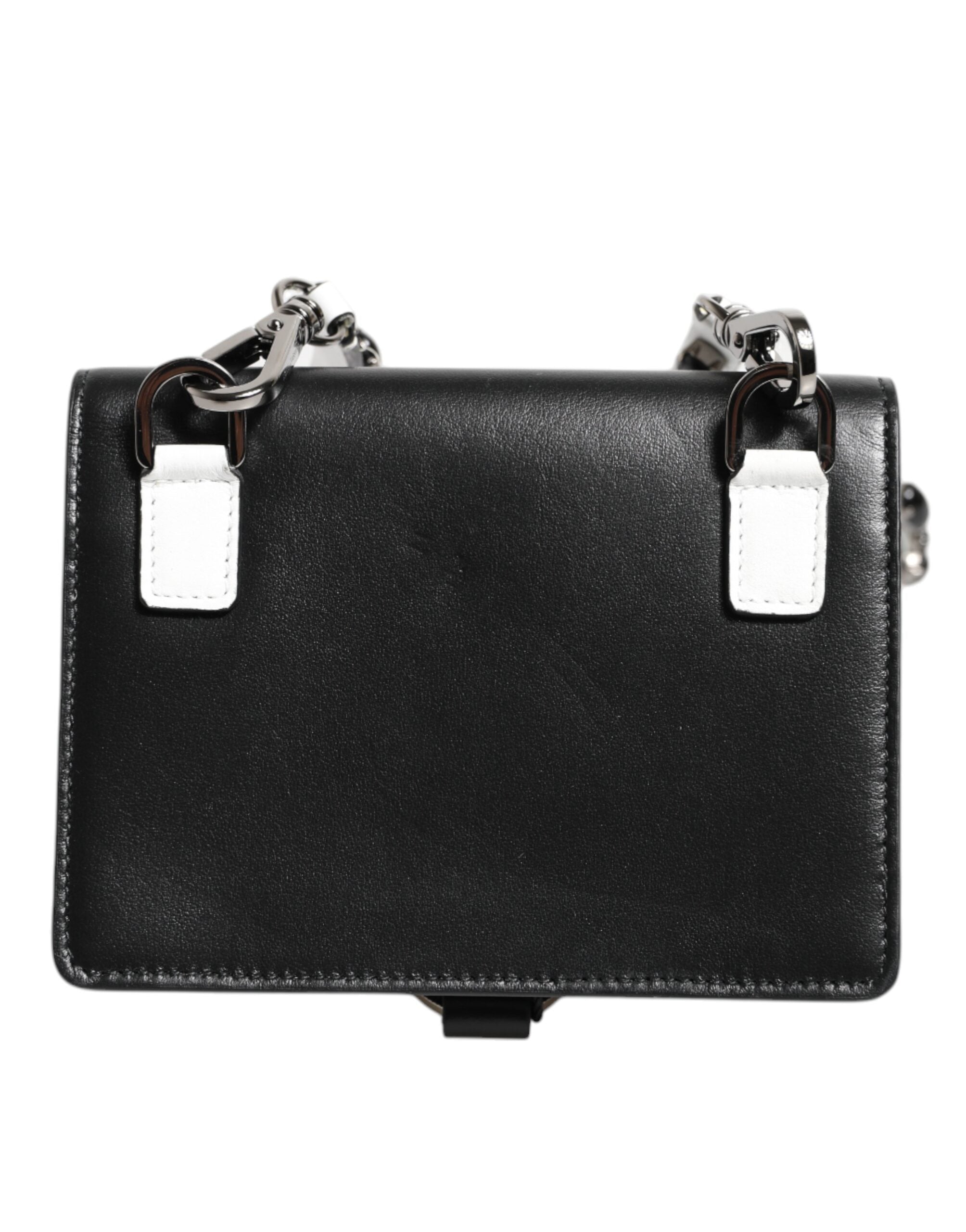 Dolce & Gabbana Black Leather Crystal Embellished Card Holder Wallet Dolce & Gabbana