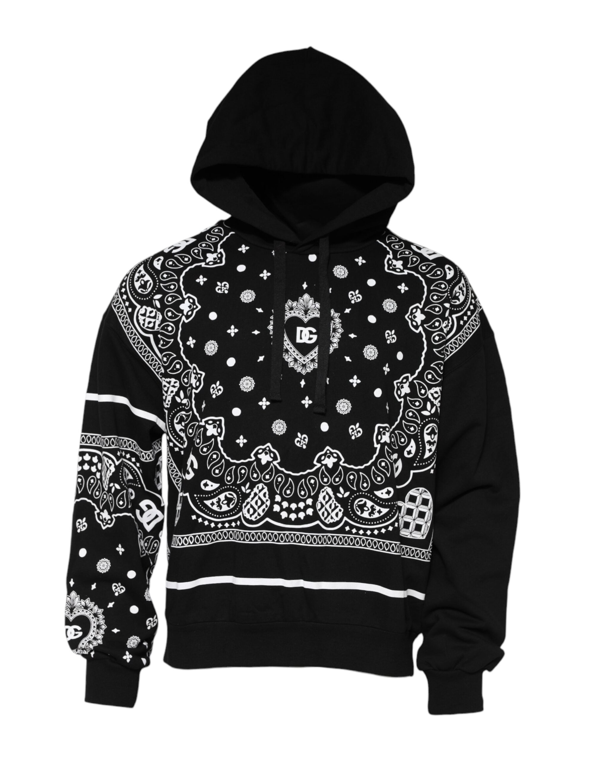 Dolce & Gabbana Black Bandana Hooded Men Sweatshirt Sweater Dolce & Gabbana