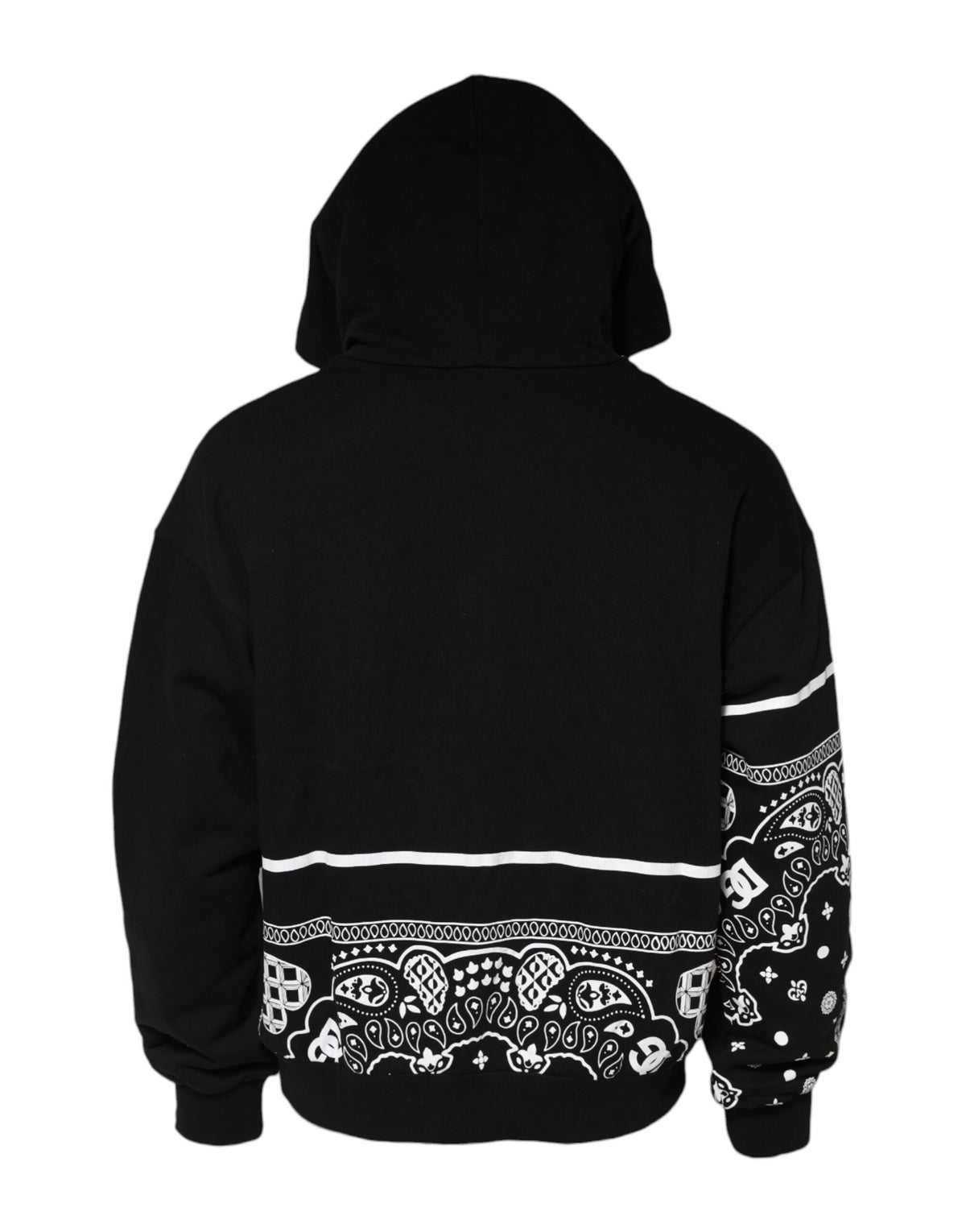 Dolce & Gabbana Black Bandana Hooded Men Sweatshirt Sweater