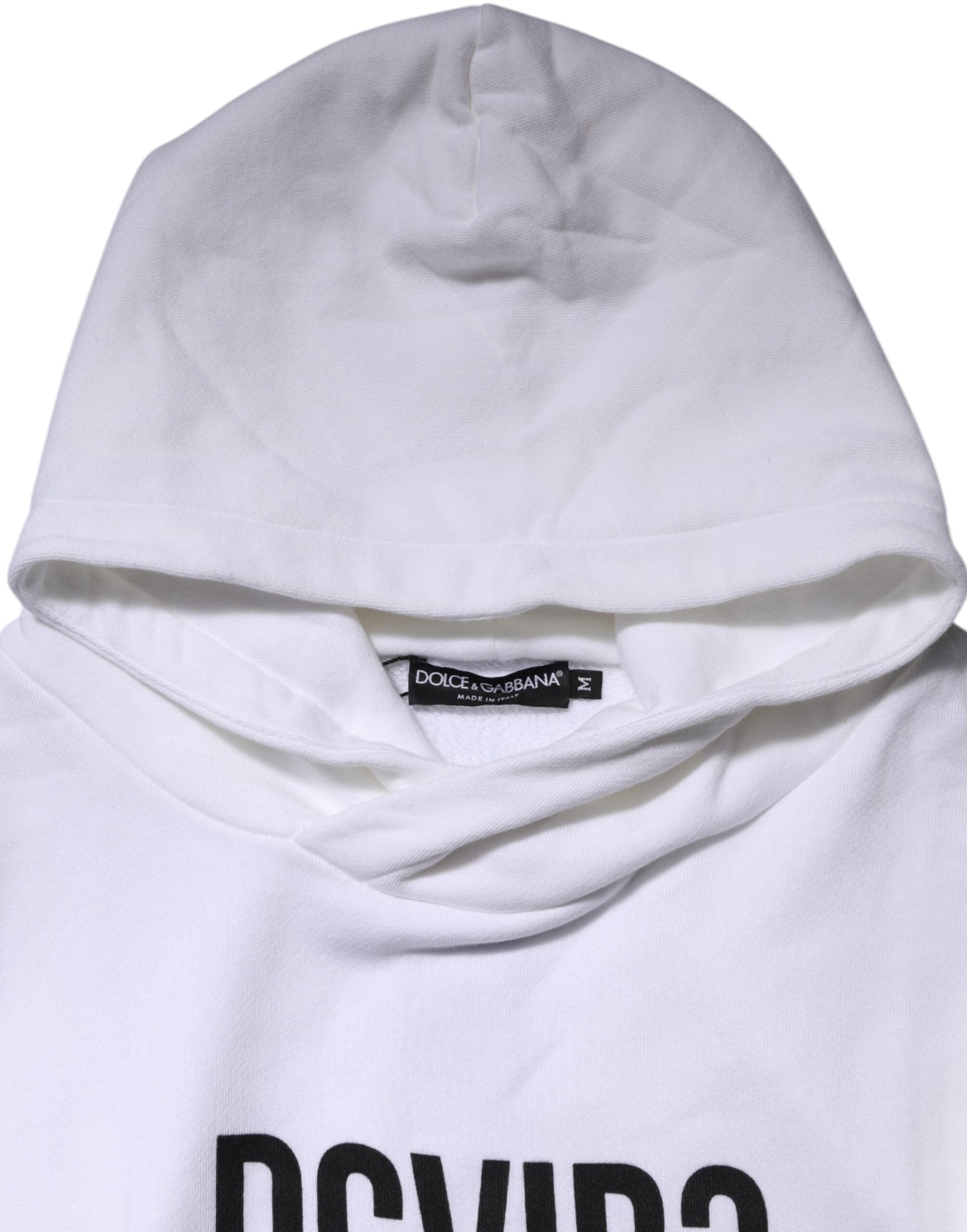 Dolce & Gabbana White DG Vib3 Hooded Men Sweatshirt Sweater Dolce & Gabbana