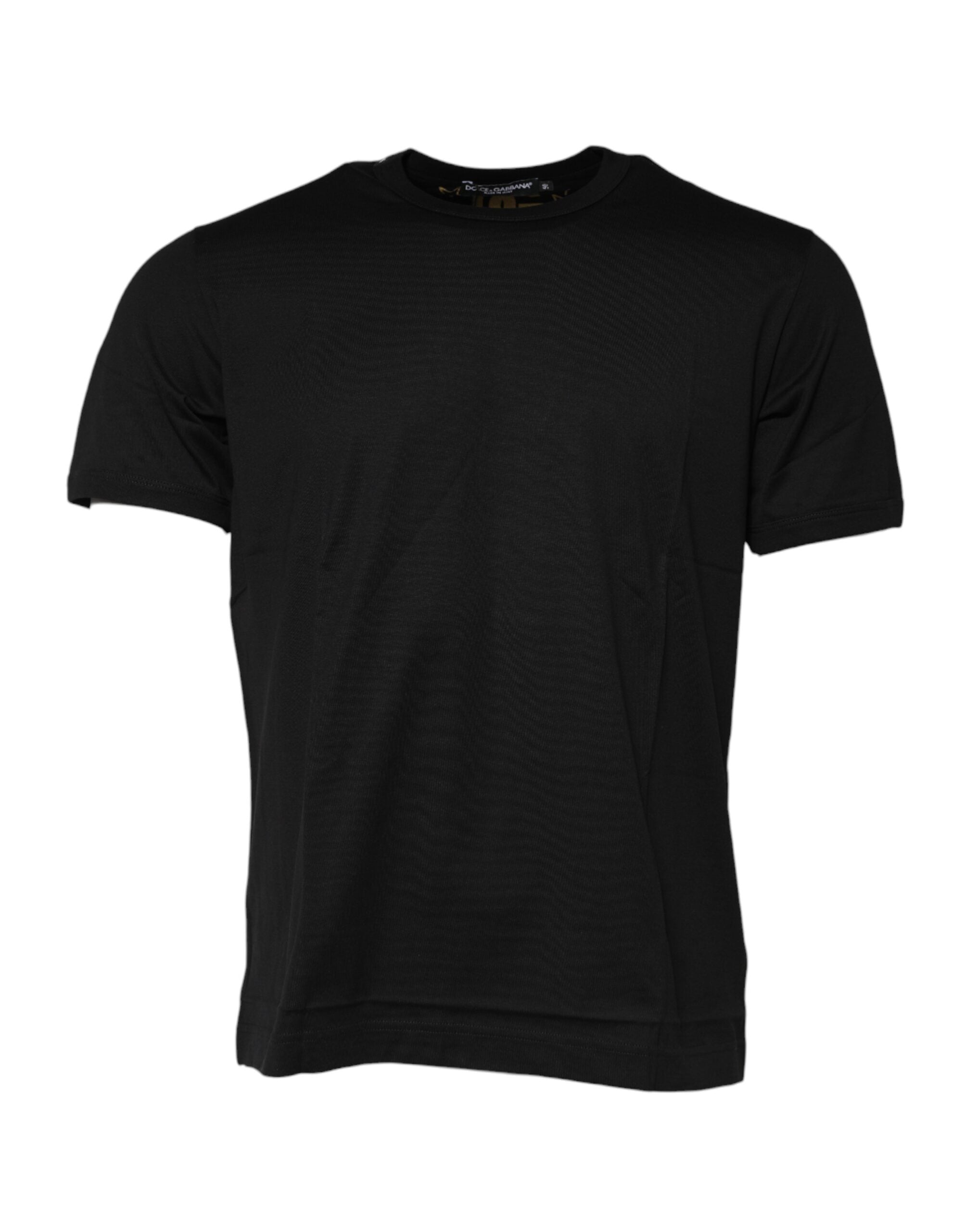 Dolce & Gabbana Black Cotton Logo Print Crew Neck T-shirt Dolce & Gabbana