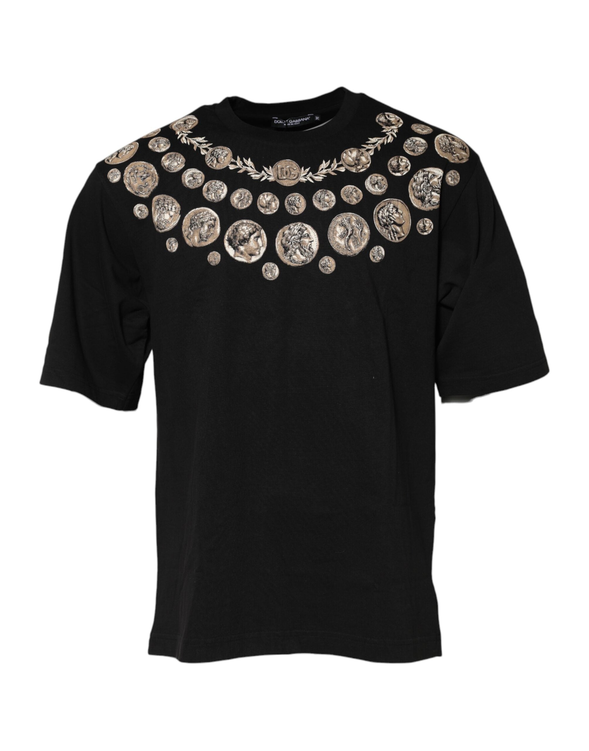 Dolce & Gabbana Black Coin Print Cotton Crew Neck T-shirt Dolce & Gabbana