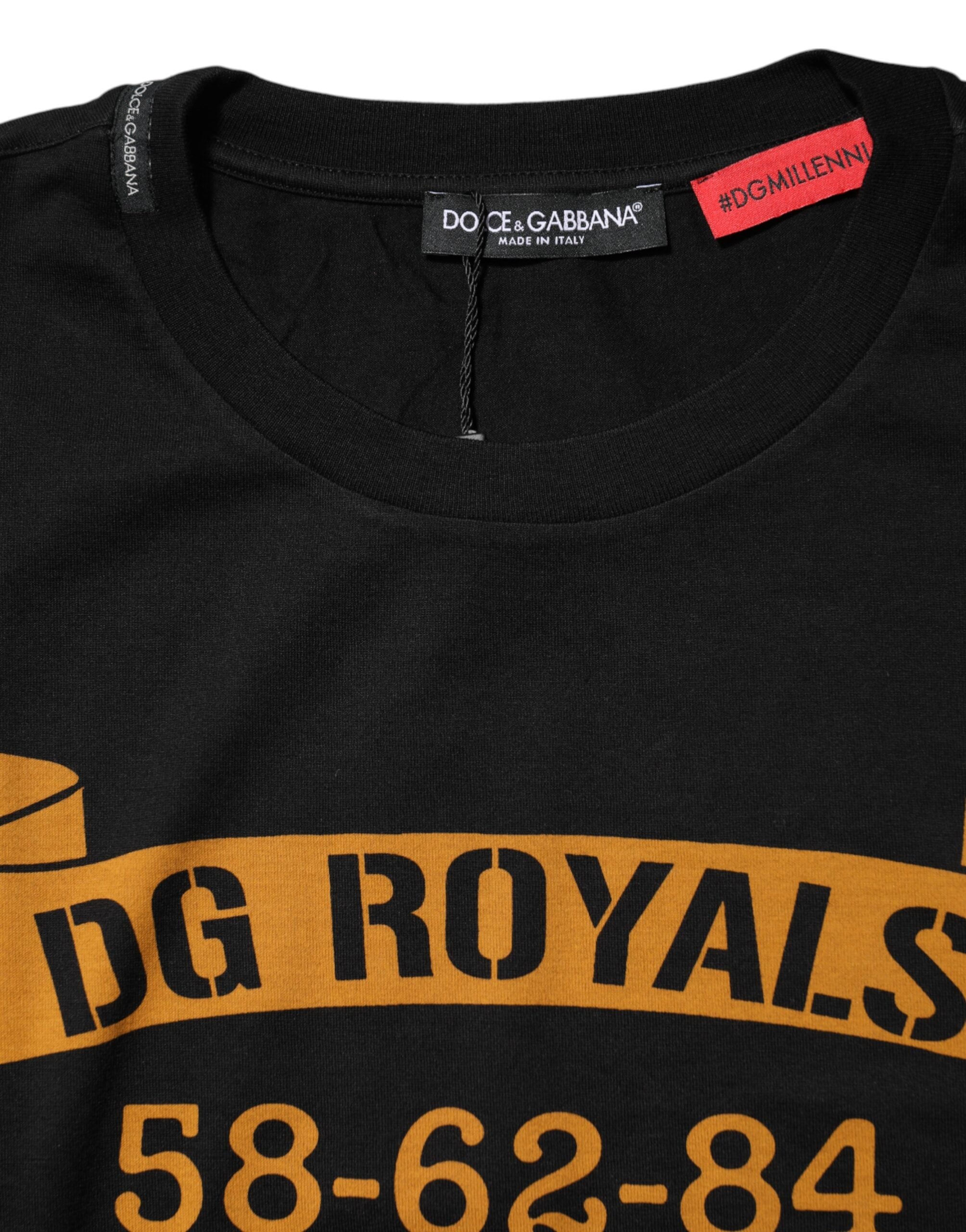 Dolce & Gabbana Black DG Royals Cotton Crew Neck T-shirt Dolce & Gabbana