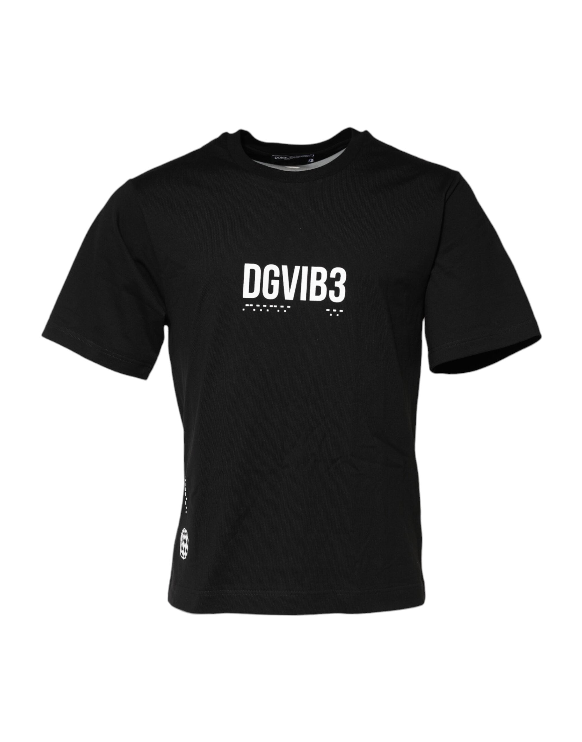 Dolce & Gabbana Black DG Vib3 Print Cotton Crew Neck T-shirt Dolce & Gabbana