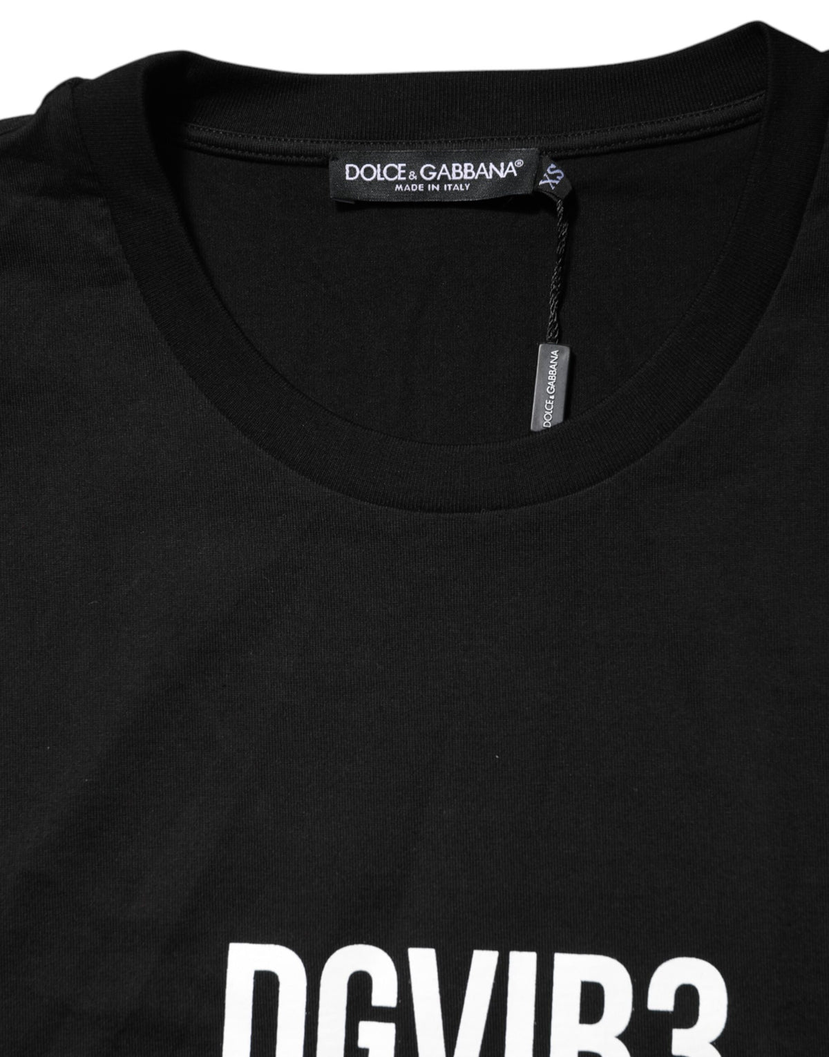 Dolce & Gabbana Black DG Vib3 Print Cotton Crew Neck T-shirt