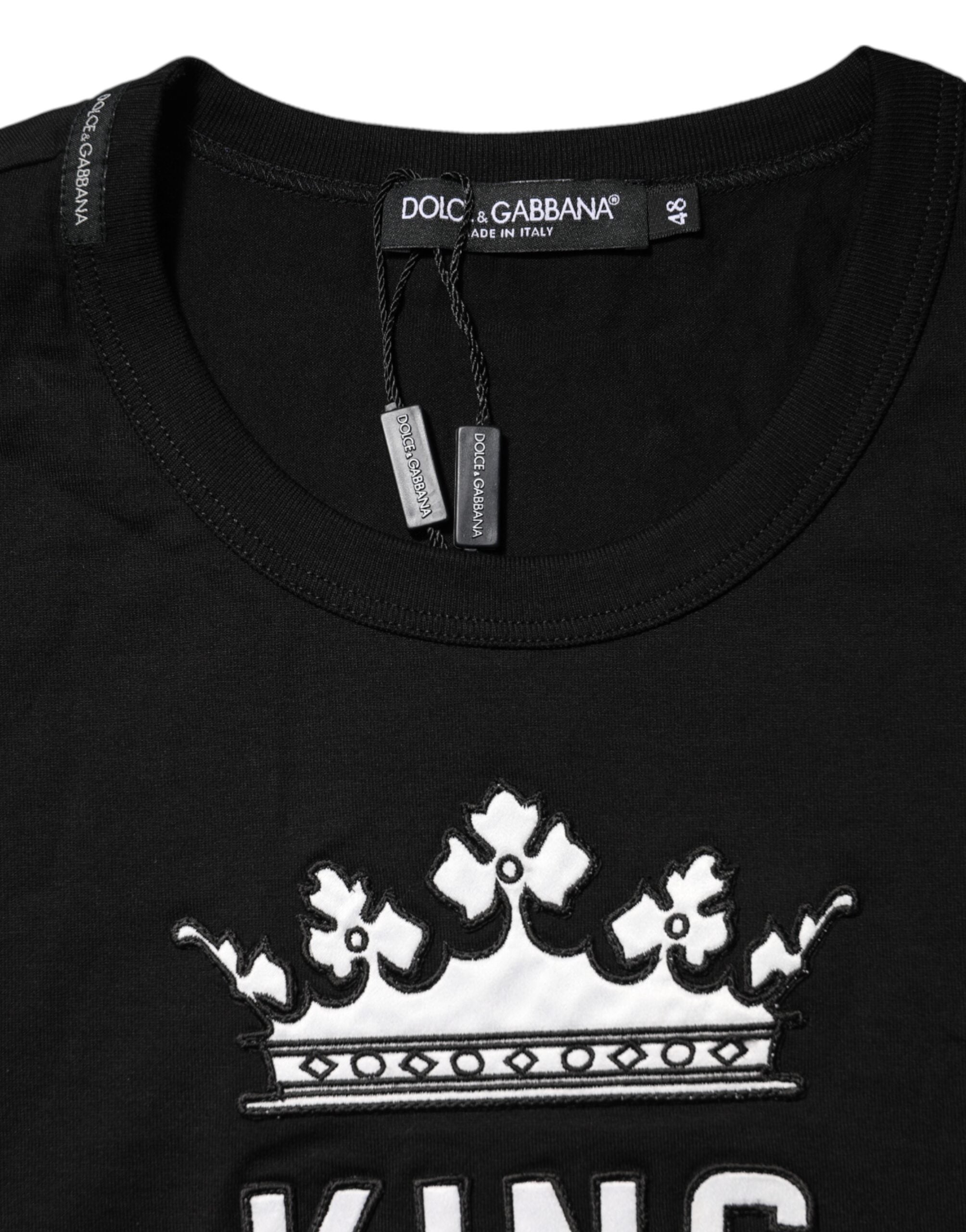Dolce & Gabbana Black DG King Crown Cotton Crew Neck T-shirt Dolce & Gabbana