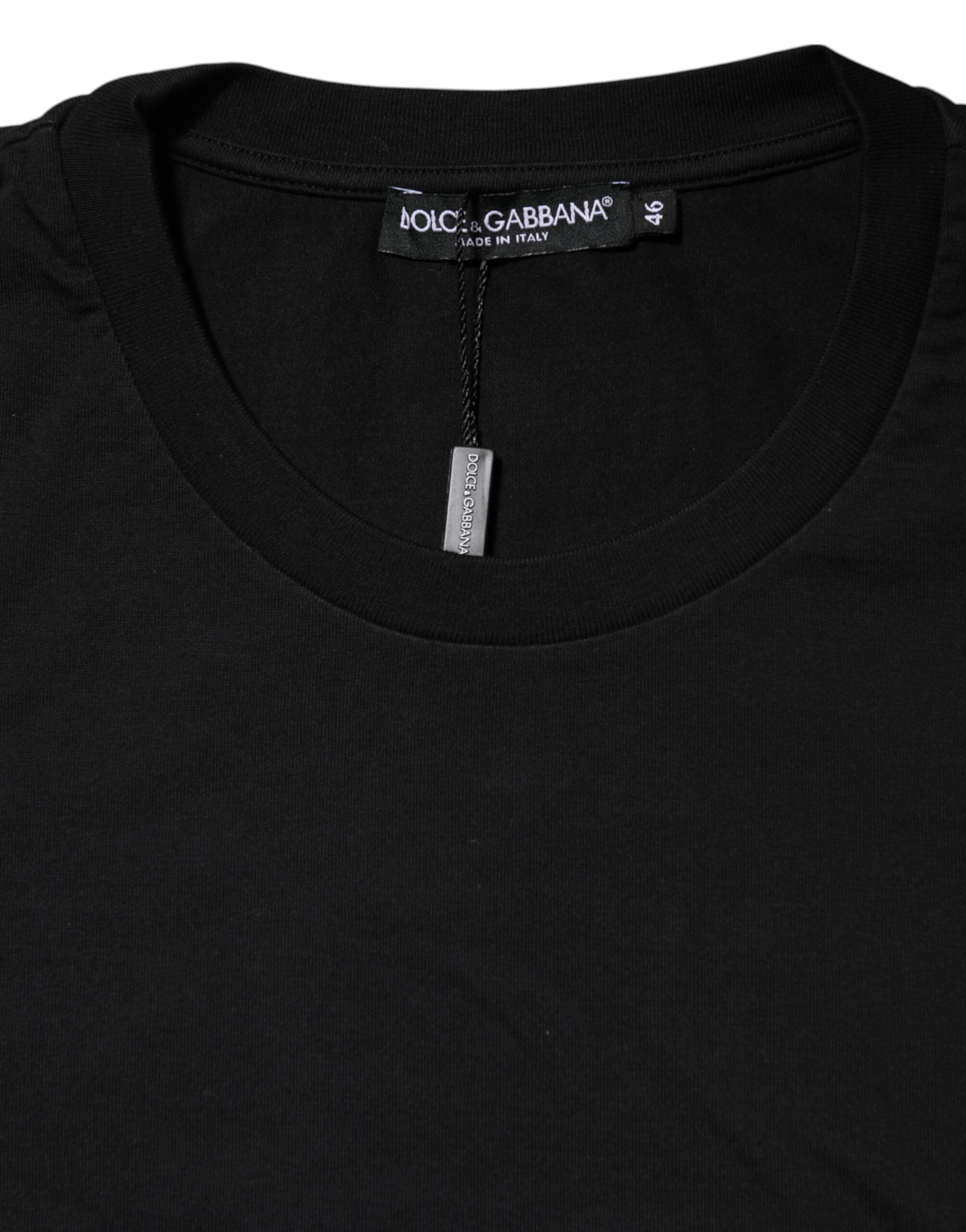 Dolce & Gabbana Black Logo Print Cotton Men Crew Neck T-shirt Dolce & Gabbana
