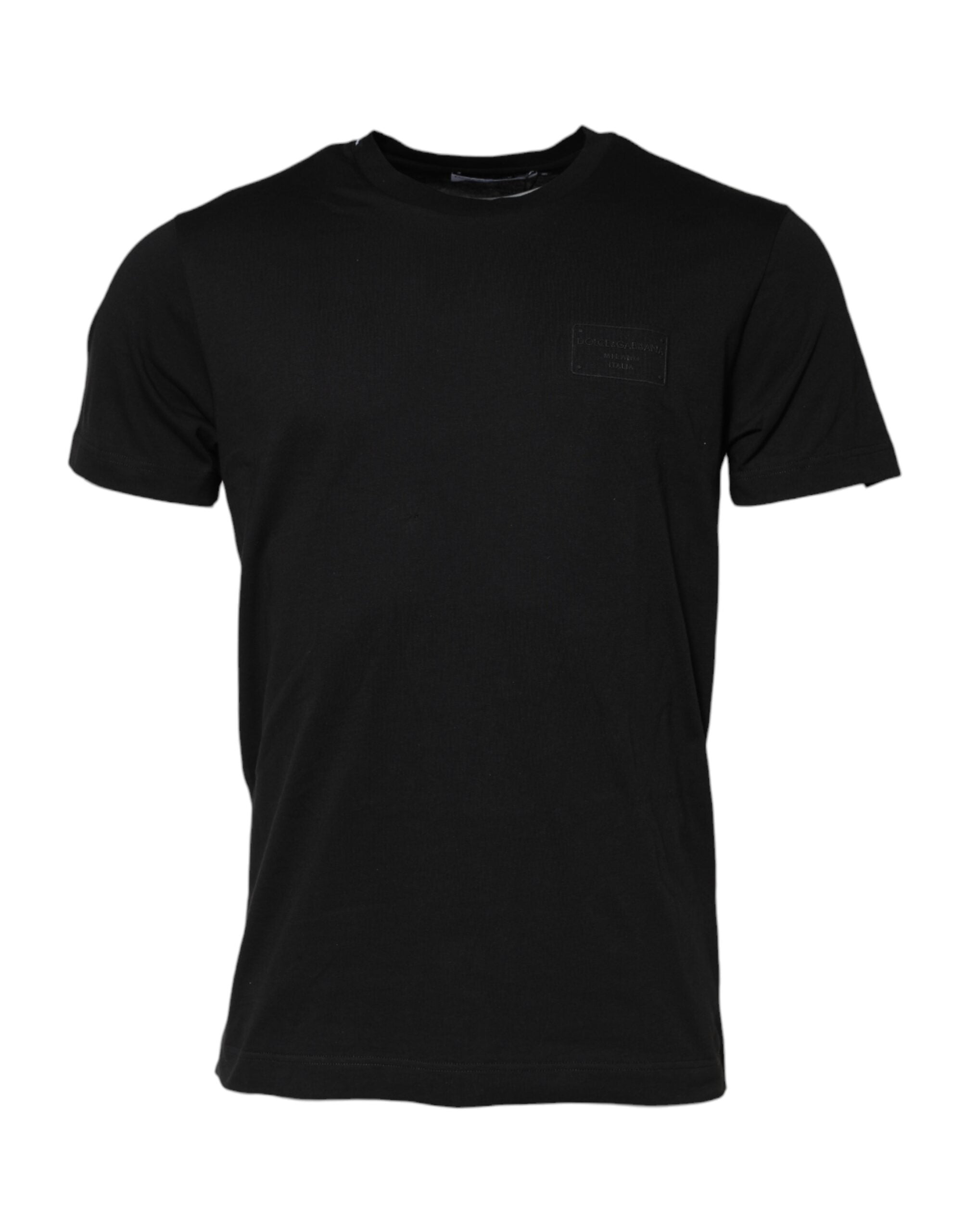 Dolce & Gabbana Black Logo Plaque Cotton Crew Neck T-shirt Dolce & Gabbana