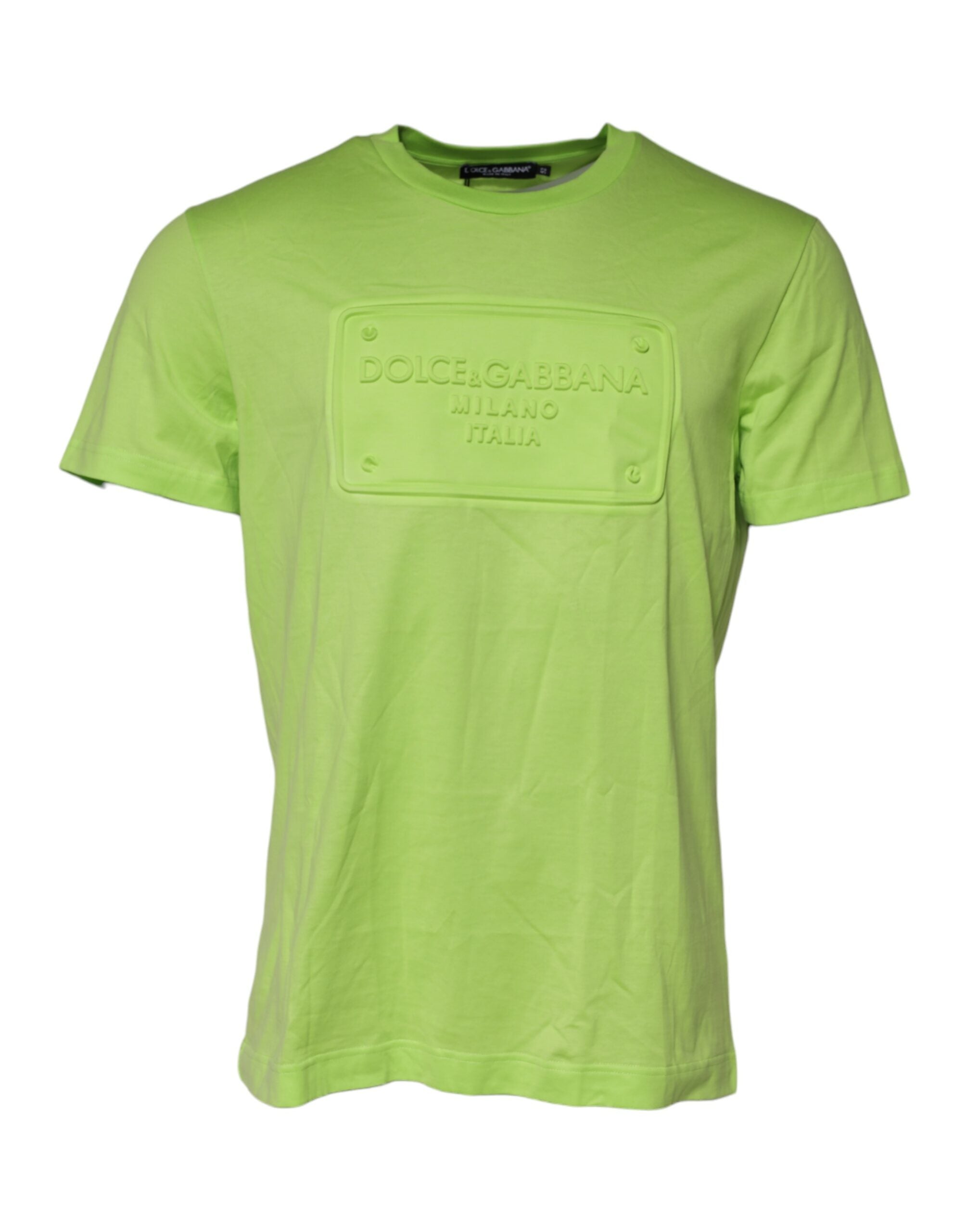 Dolce & Gabbana Green Embossed Logo Cotton Crew Neck T-shirt Dolce & Gabbana