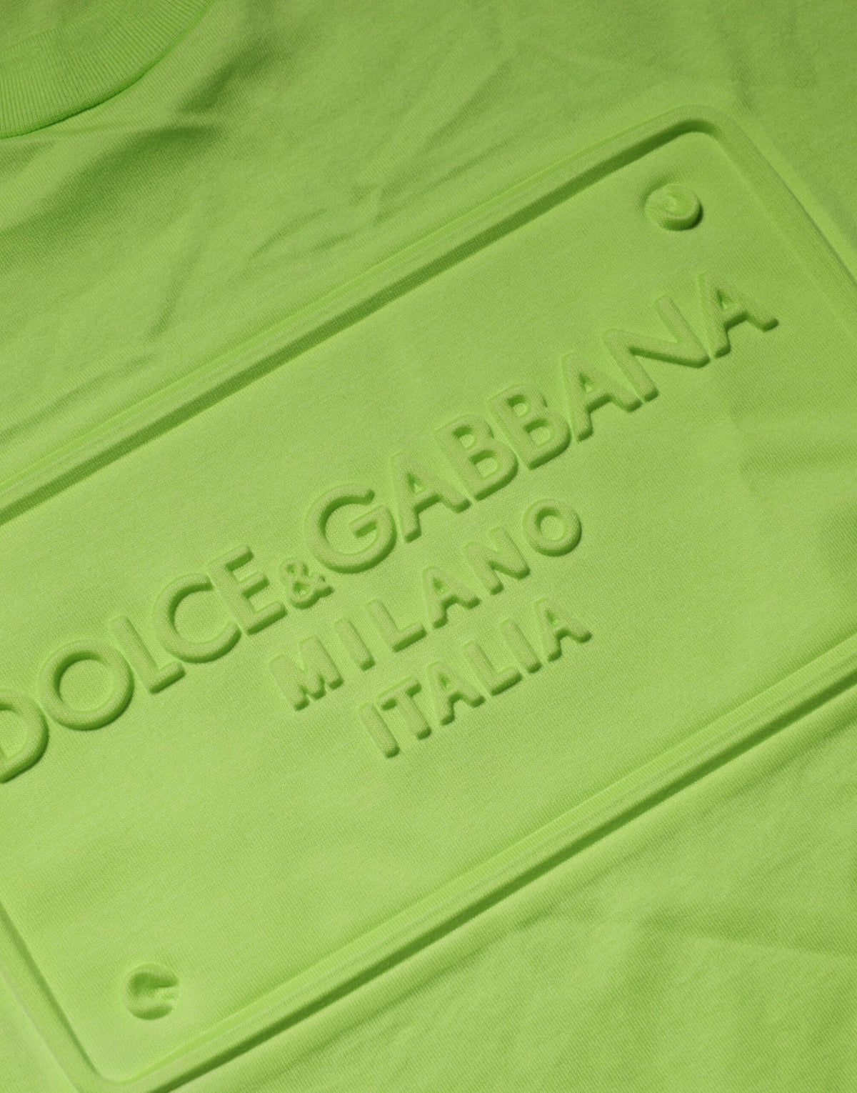 Dolce & Gabbana Green Embossed Logo Cotton Crew Neck T-shirt