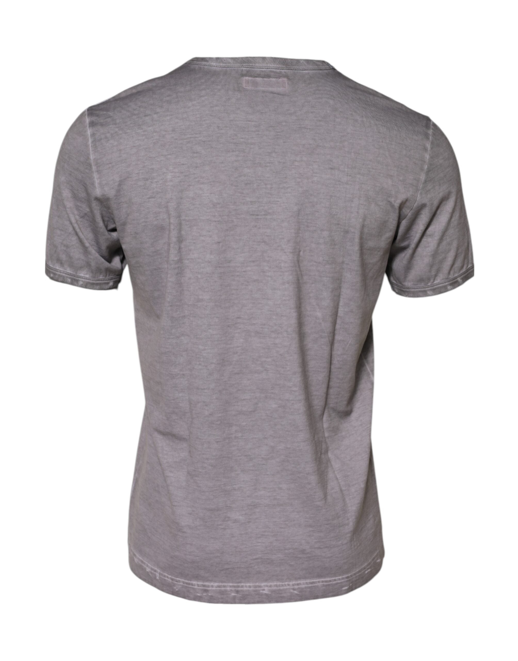Dolce & Gabbana Gray Graphic Print Cotton Crew Neck T-shirt Dolce & Gabbana