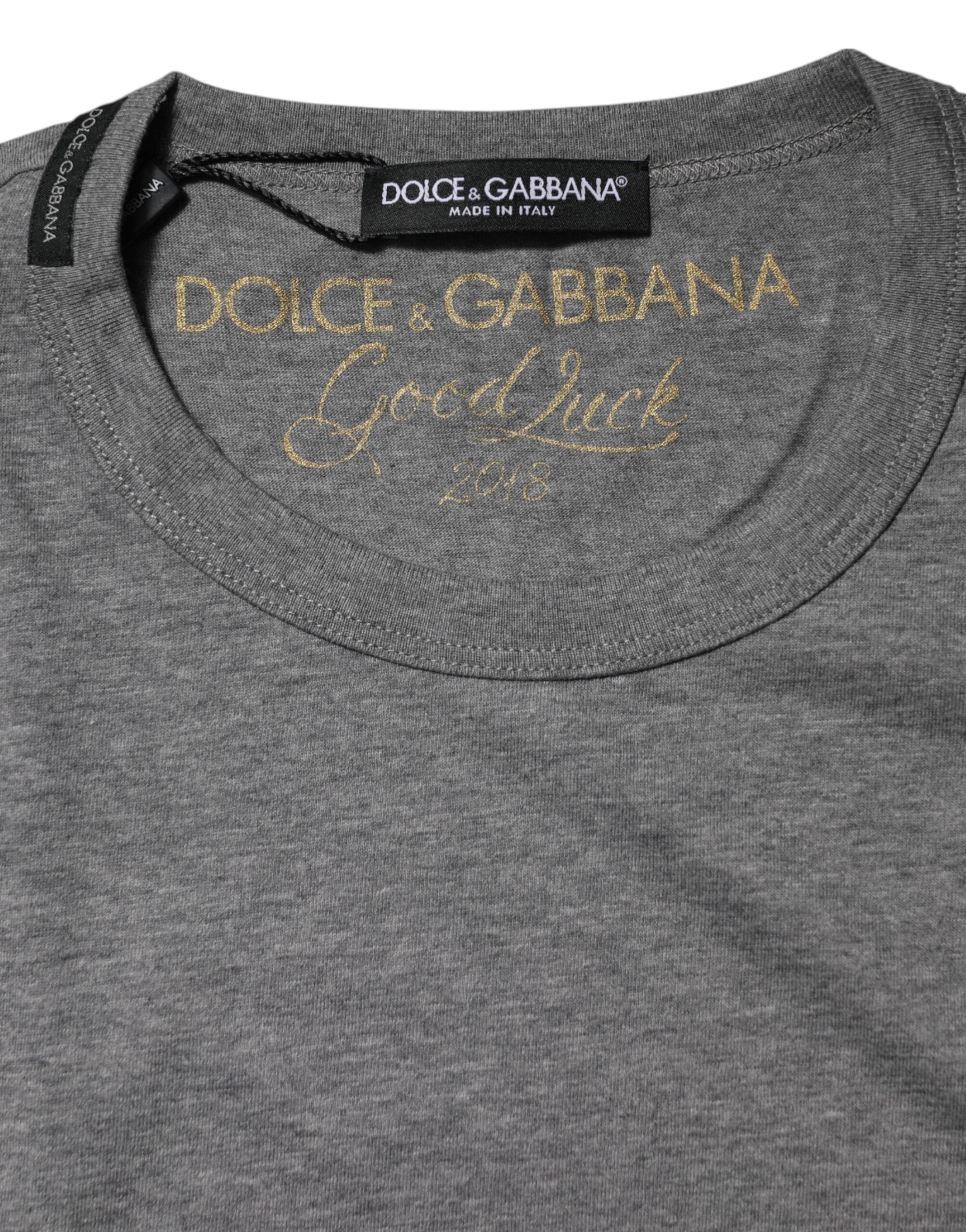 Dolce & Gabbana Gray Cotton Crew Neck Short Sleeves T-shirt Dolce & Gabbana