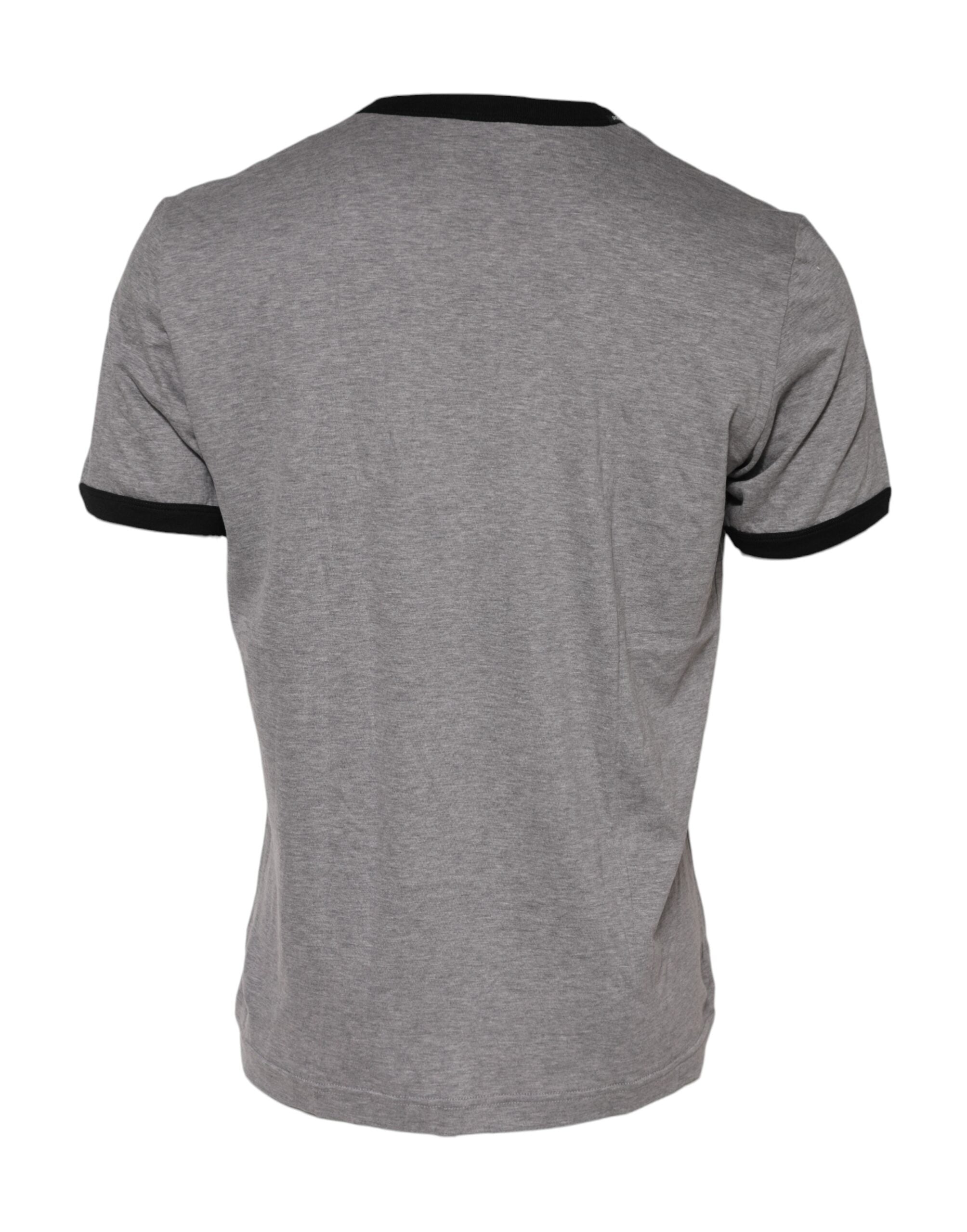 Dolce & Gabbana Gray Sacred Heart Cotton Crew Neck T-shirt Dolce & Gabbana