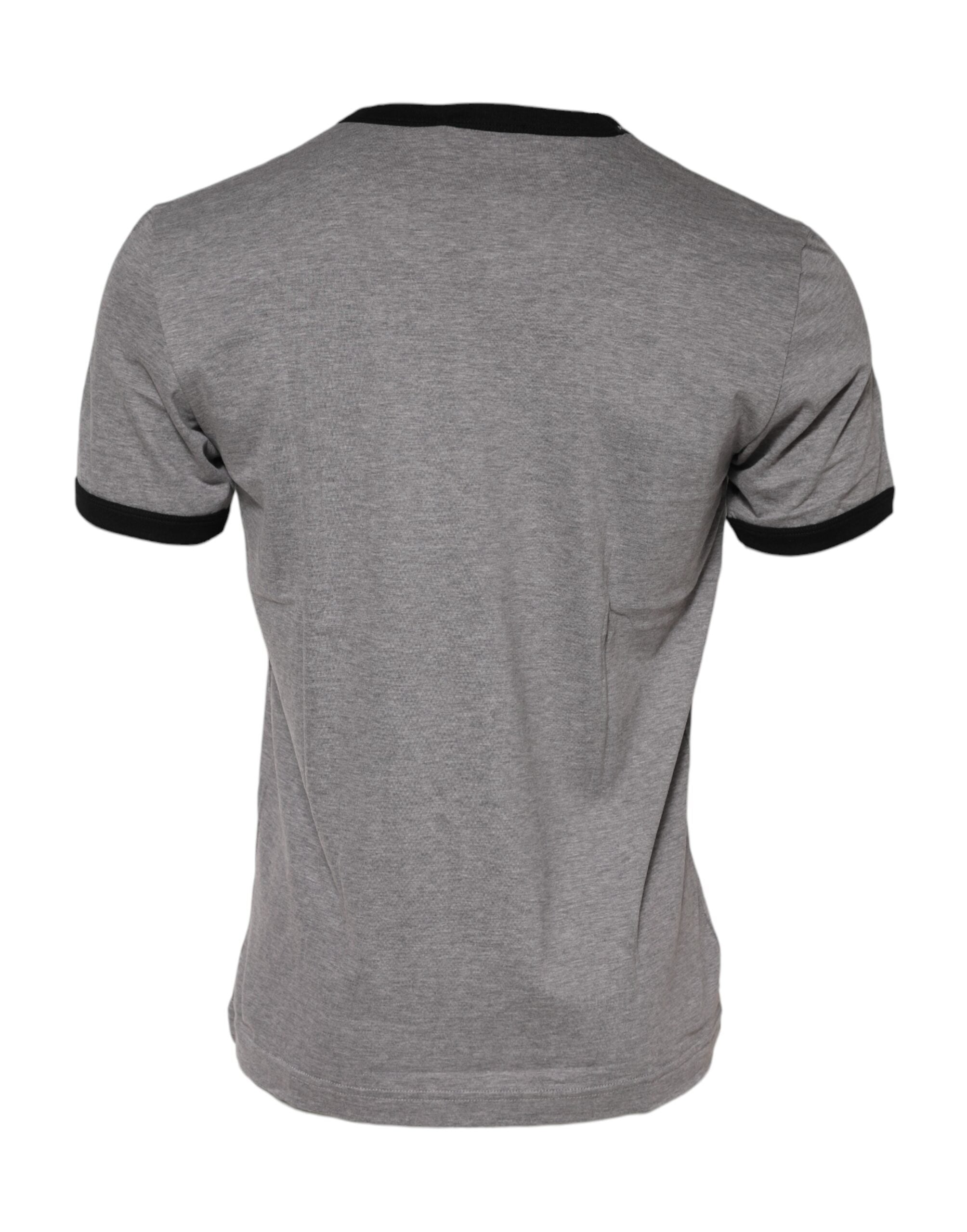Dolce & Gabbana Gray Sacred Heart Cotton Crew Neck T-shirt Dolce & Gabbana