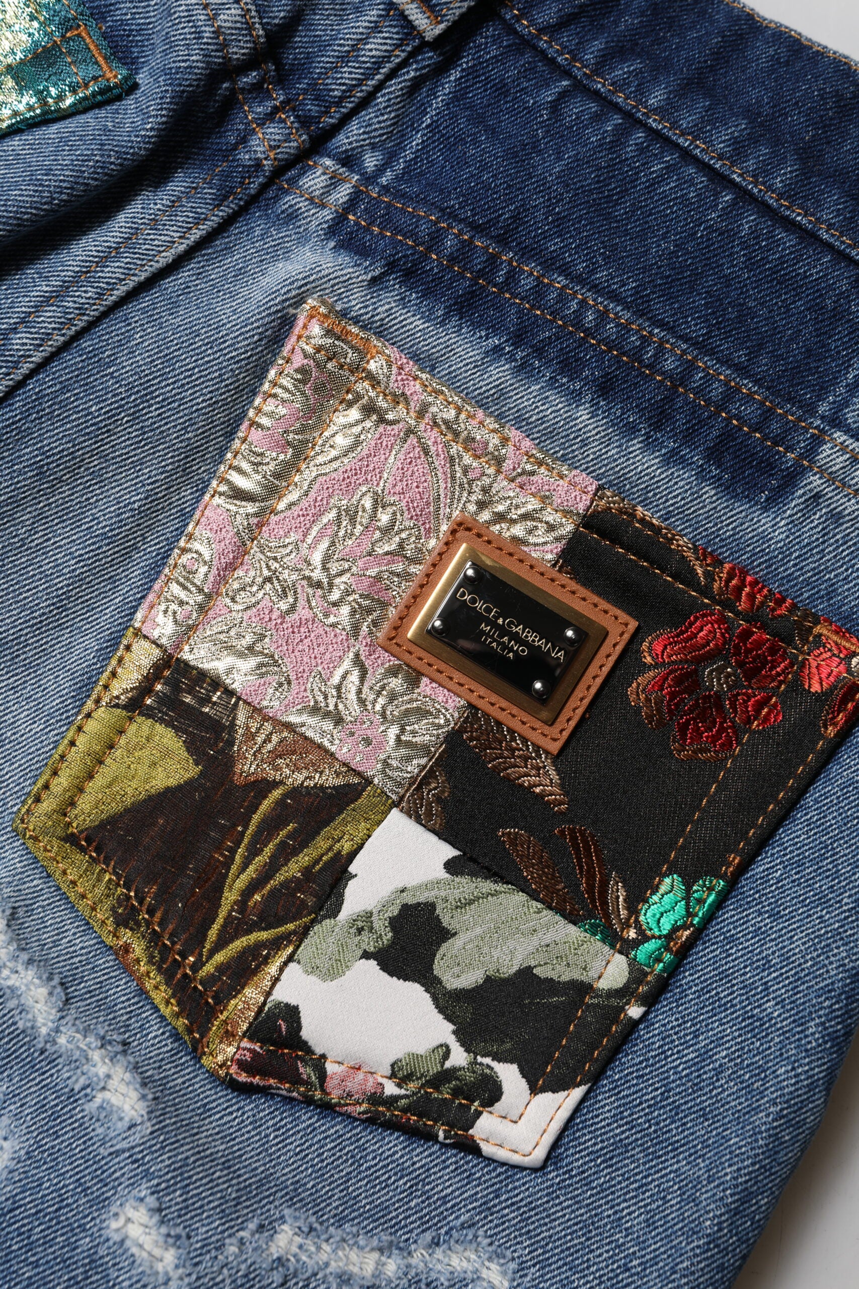 Dolce & Gabbana Blue AMBER Tattered High Waist Denim Jeans Dolce & Gabbana