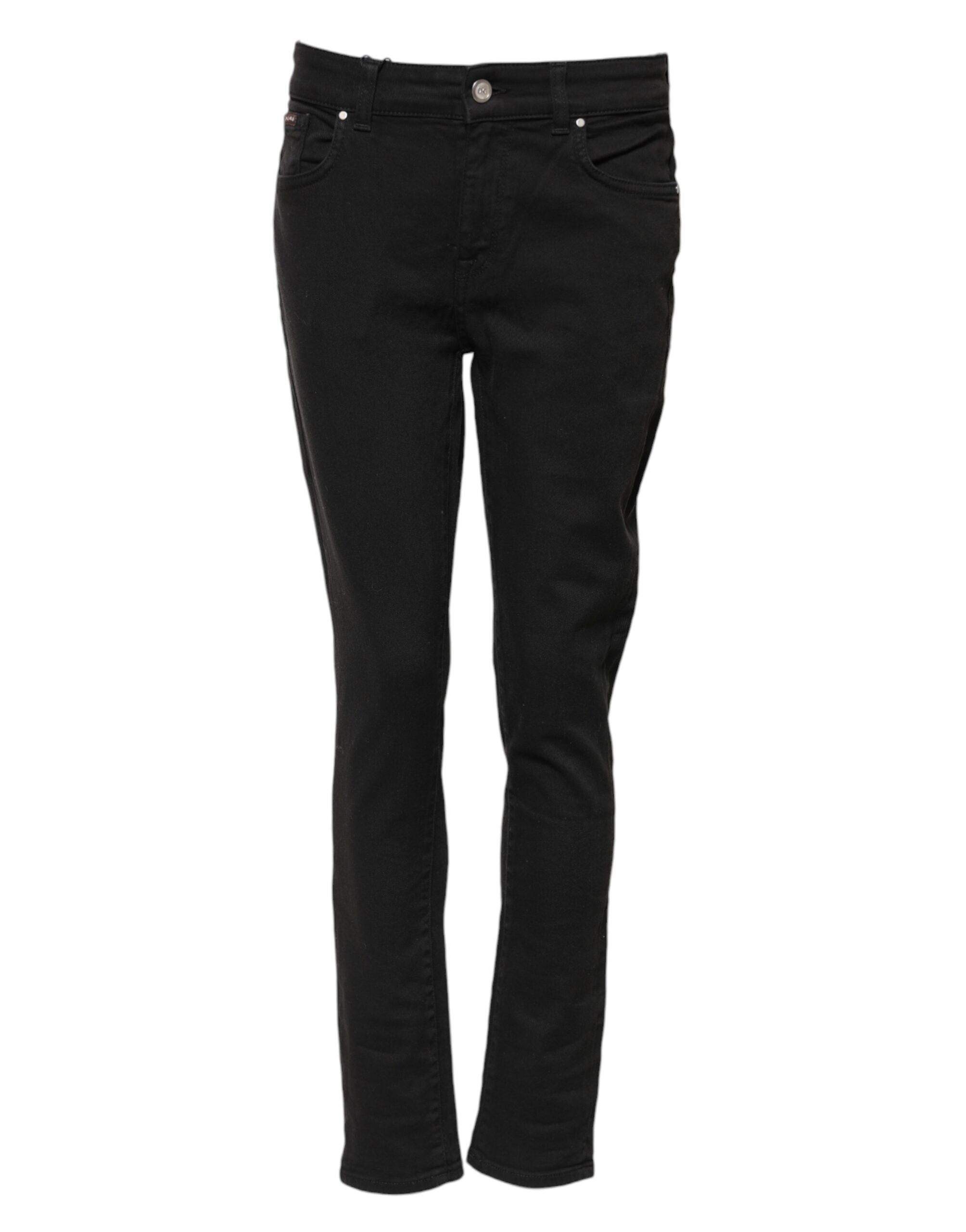 Dolce & Gabbana Black Cotton Skinny Mid Waist Denim Jeans Dolce & Gabbana