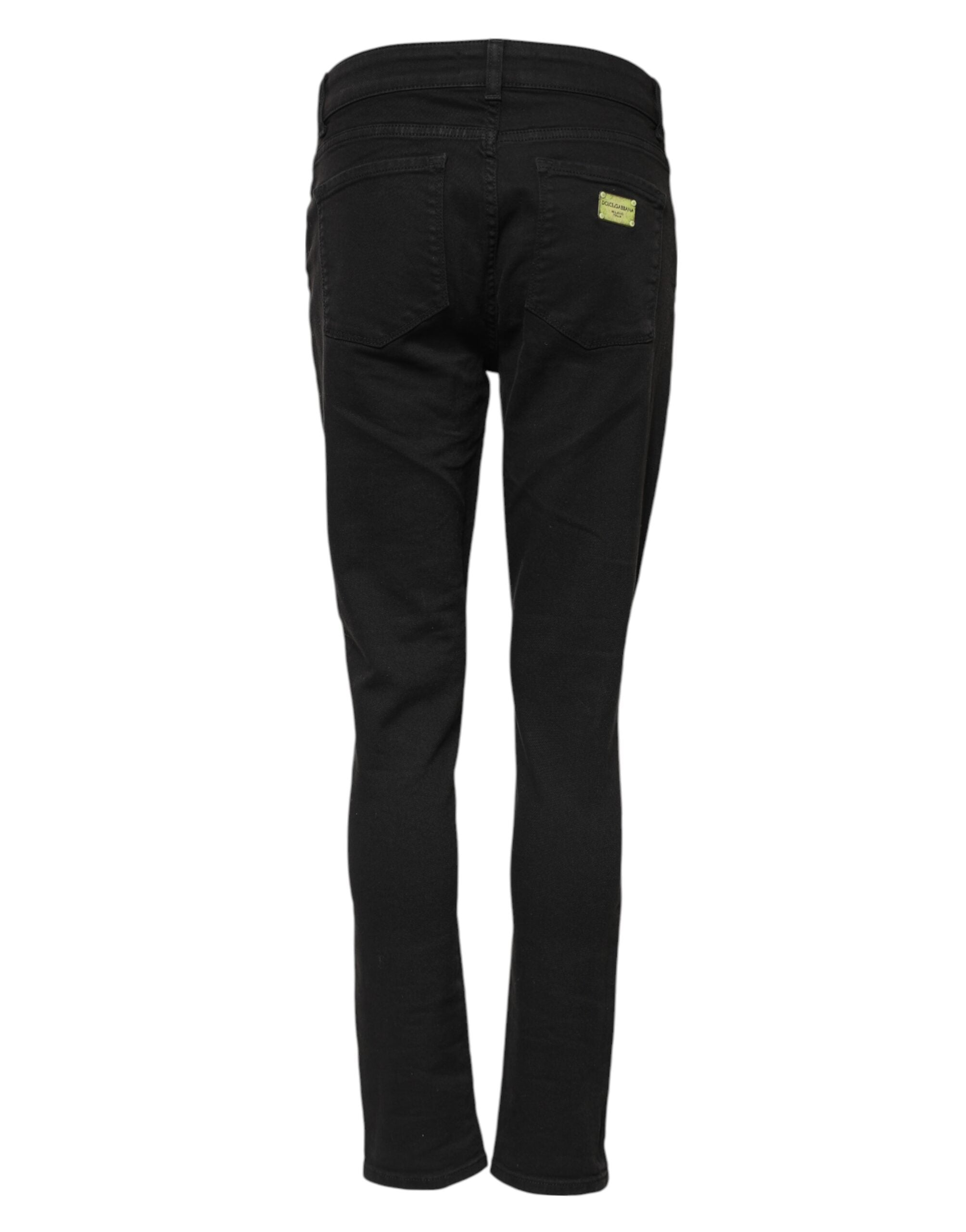 Dolce & Gabbana Black Cotton Skinny Mid Waist Denim Jeans Dolce & Gabbana