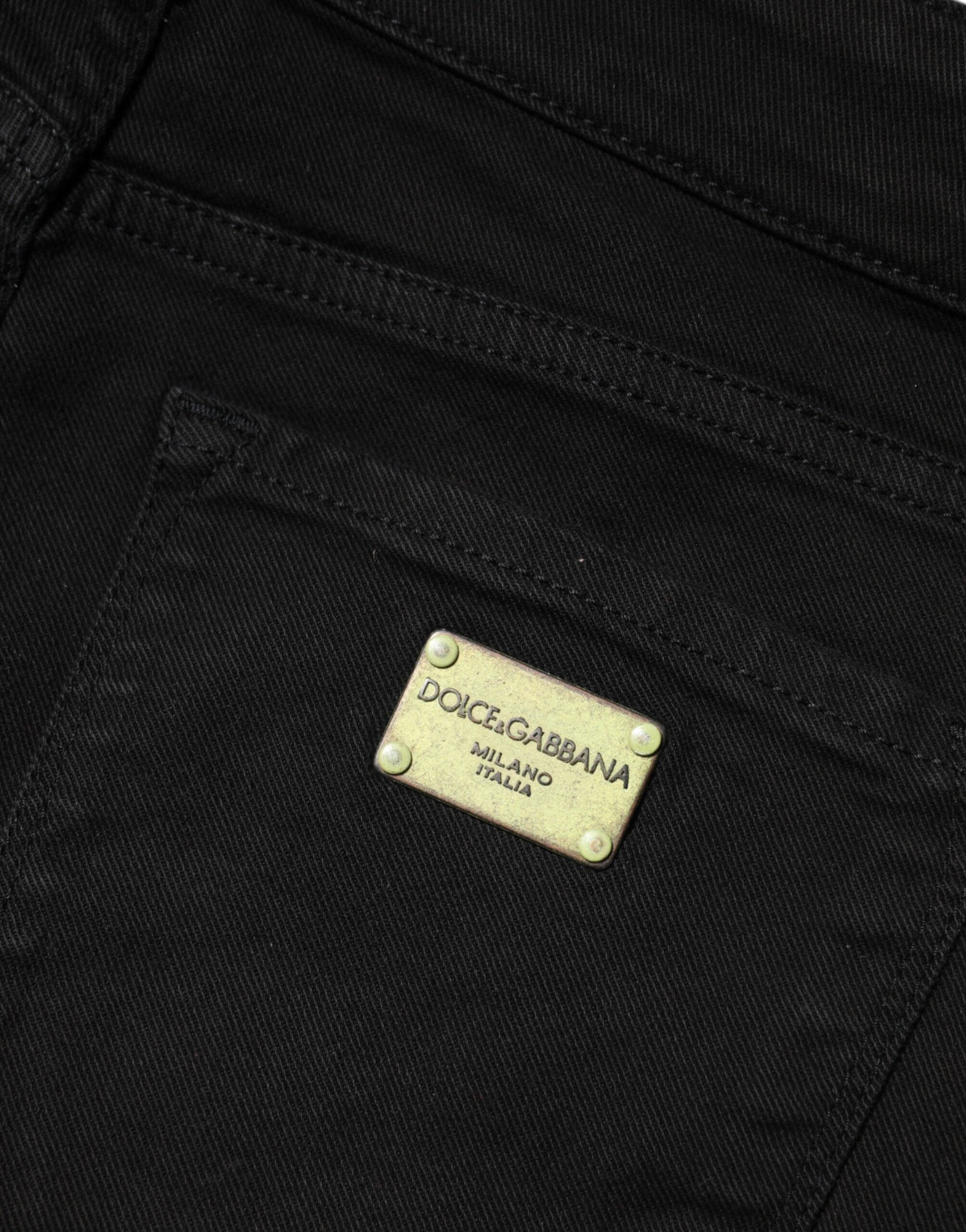 Dolce & Gabbana Black Cotton Skinny Mid Waist Denim Jeans Dolce & Gabbana