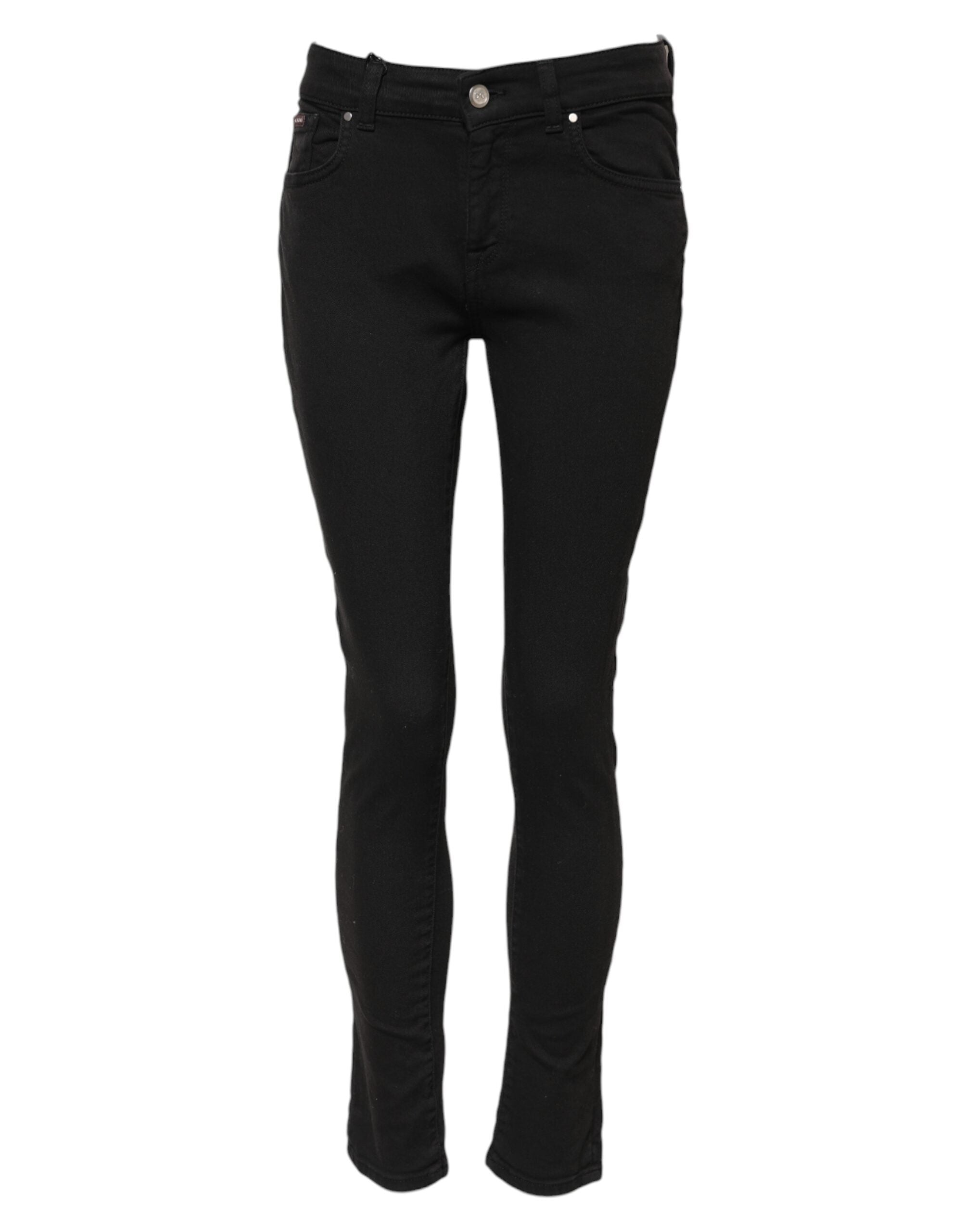 Dolce & Gabbana Black Cotton Skinny Mid Waist Denim Jeans Dolce & Gabbana