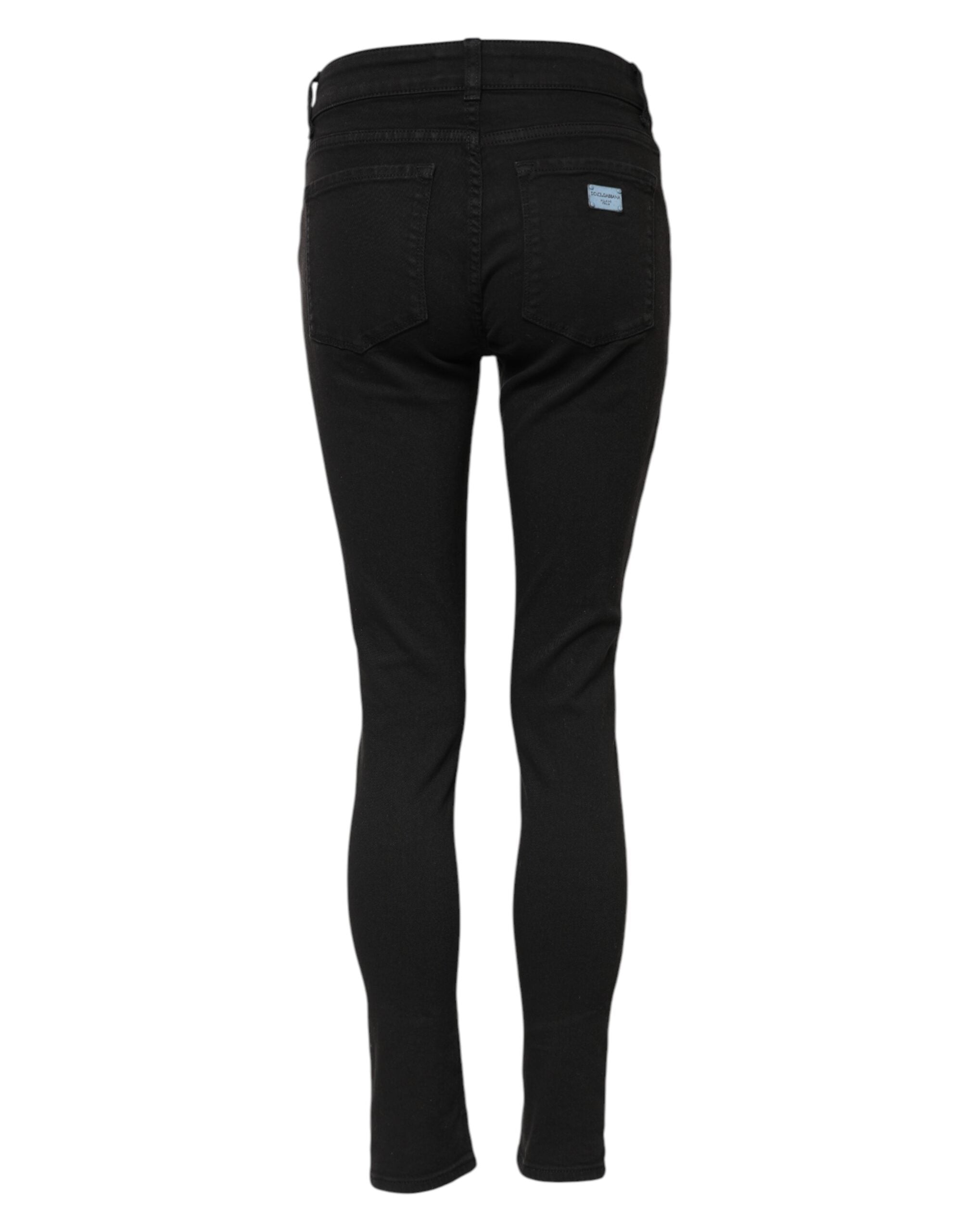 Dolce & Gabbana Black Cotton Skinny Mid Waist Denim Jeans Dolce & Gabbana