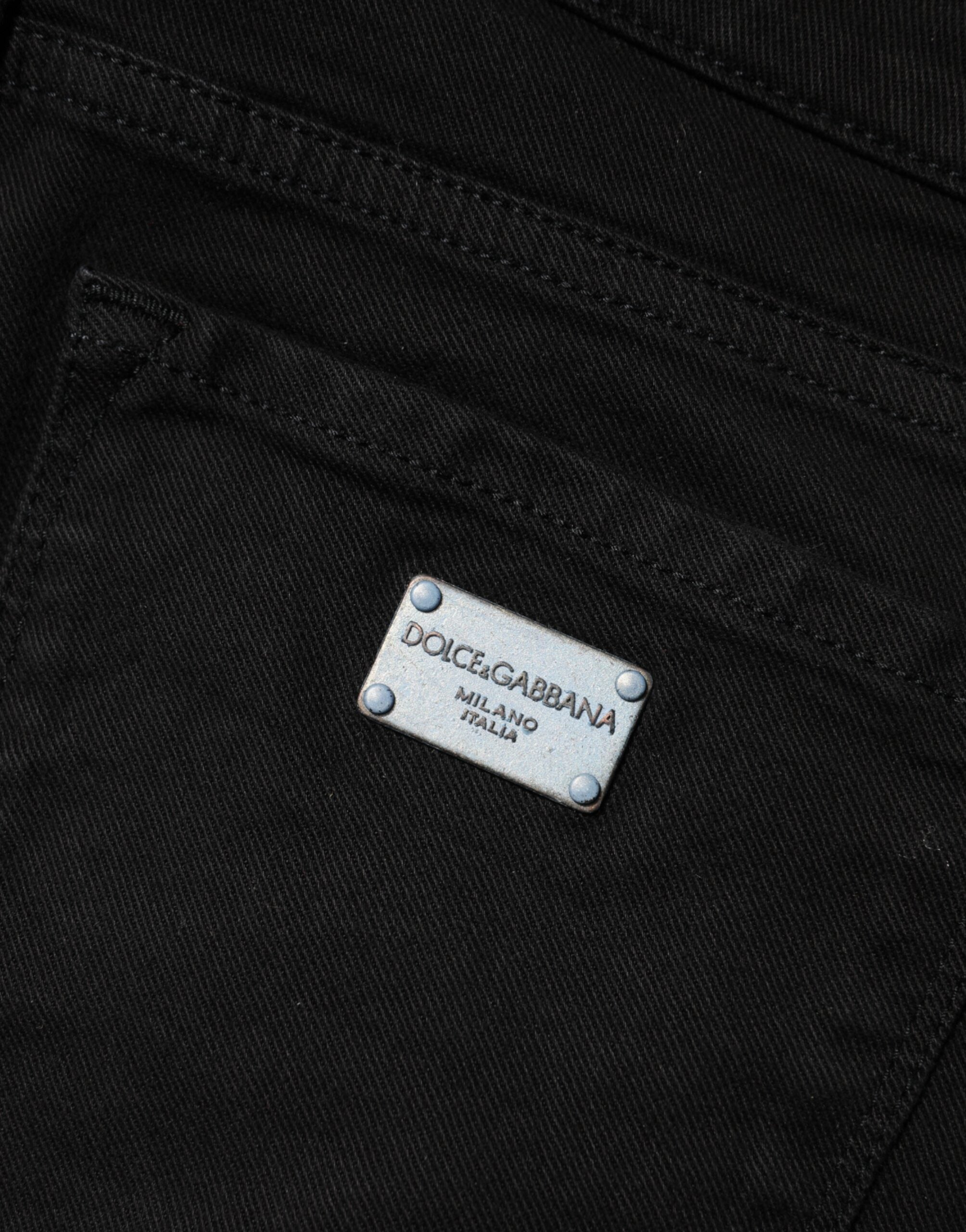 Dolce & Gabbana Black Cotton Skinny Mid Waist Denim Jeans Dolce & Gabbana