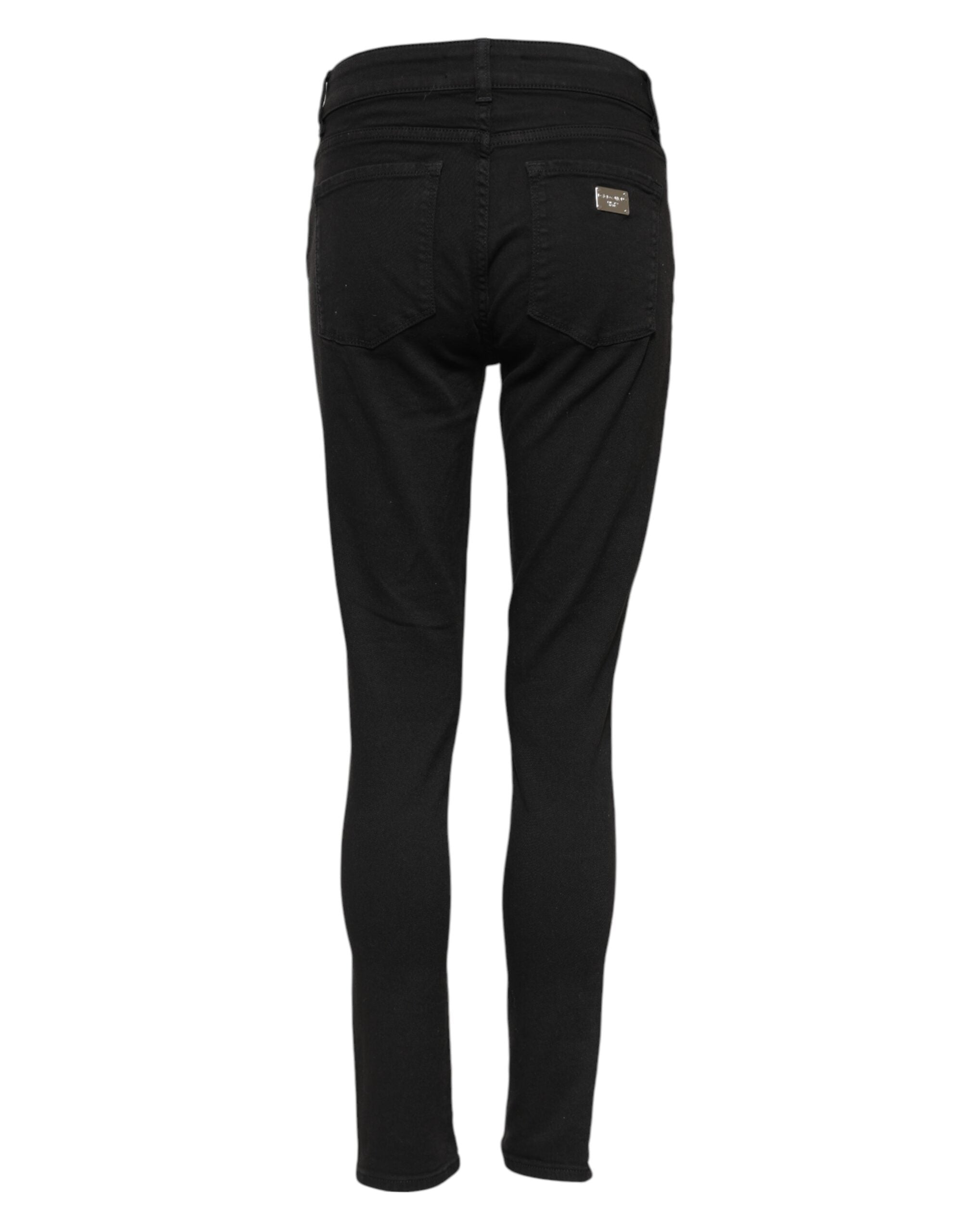 Dolce & Gabbana Black Cotton Skinny Mid Waist Denim Jeans Dolce & Gabbana
