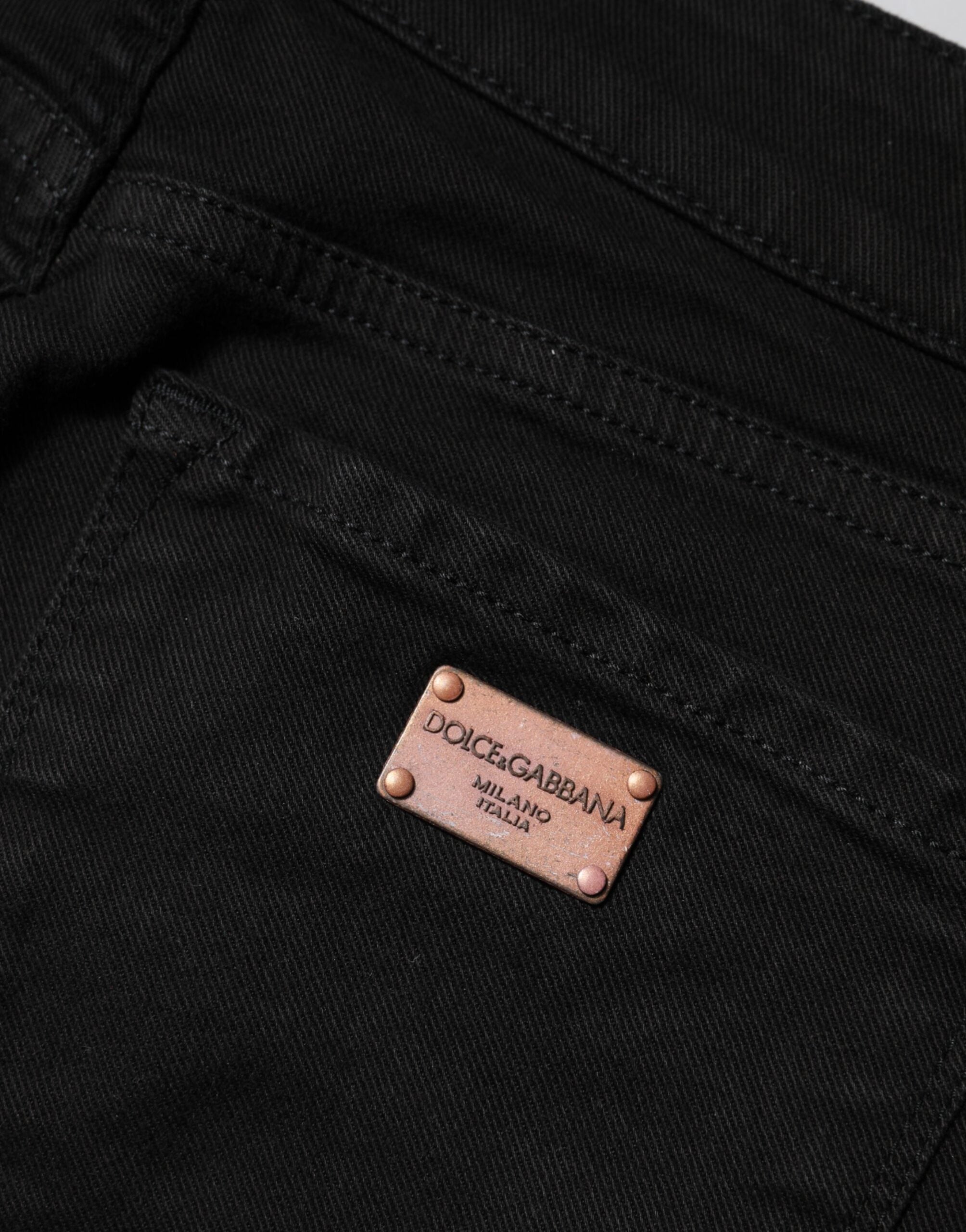 Dolce & Gabbana Black Cotton Skinny Mid Waist Denim Jeans Dolce & Gabbana