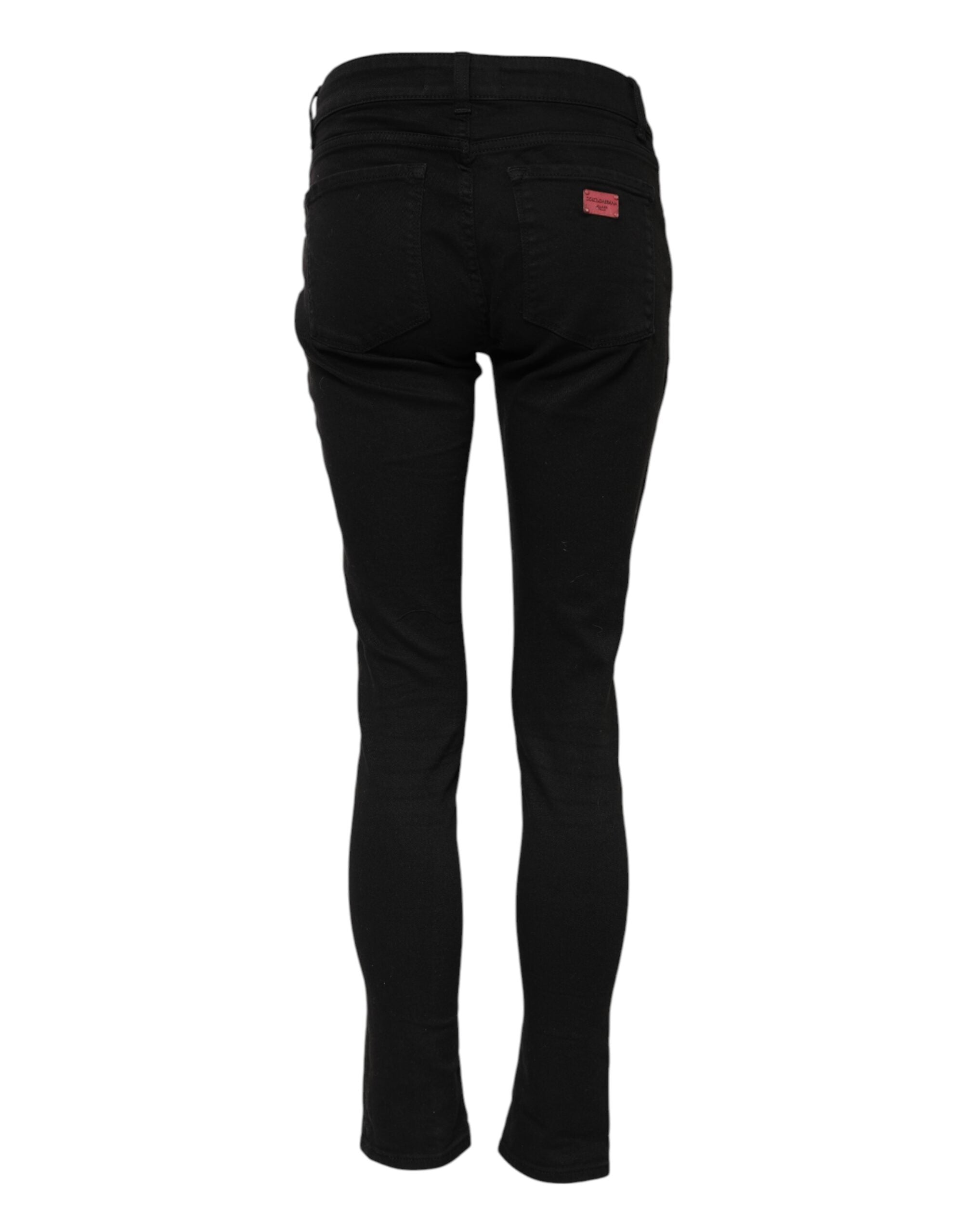 Dolce & Gabbana Black Cotton Skinny Mid Waist Denim Jeans Dolce & Gabbana