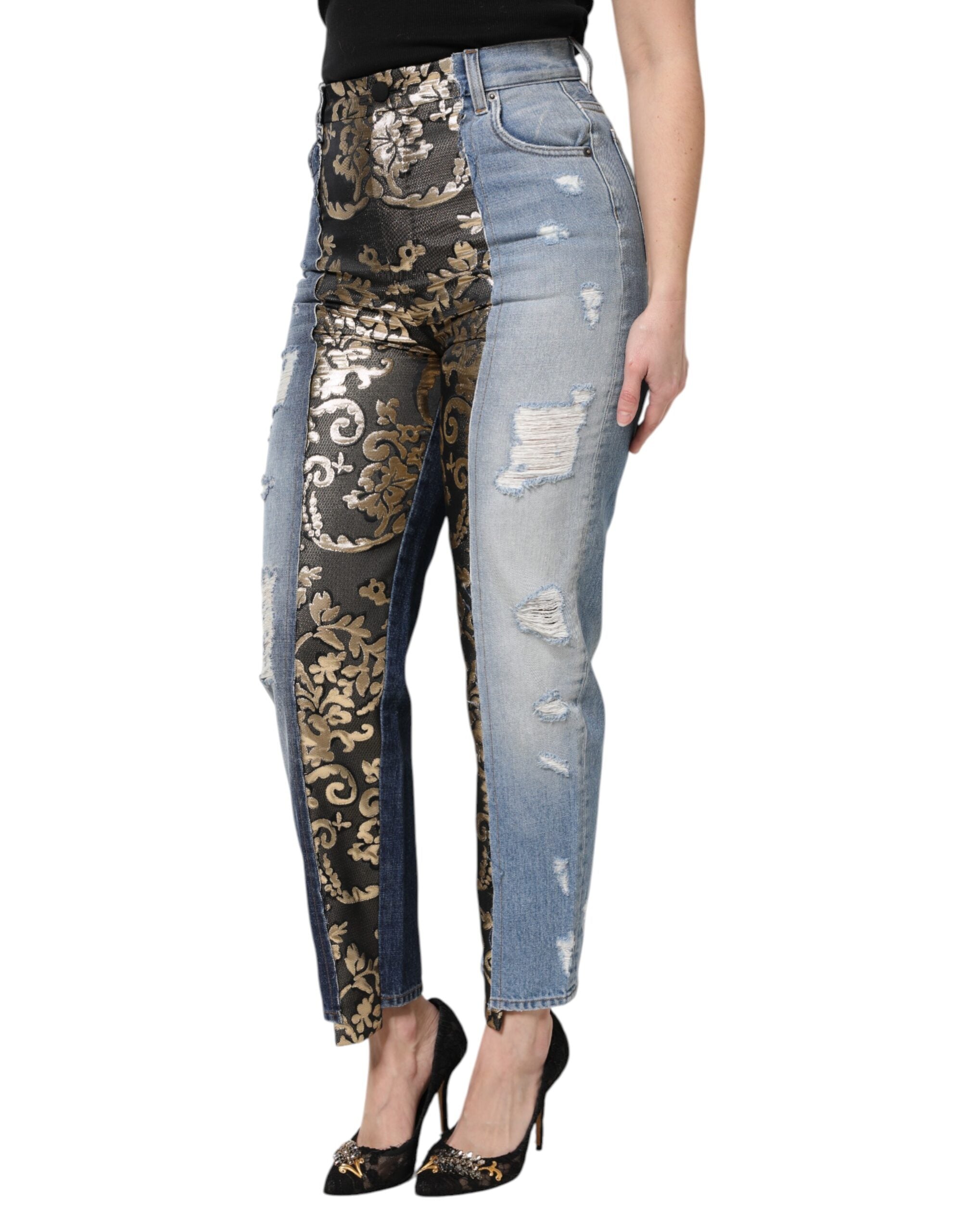 Dolce & Gabbana Multicolor Patchwork Tapered Denim Jeans Dolce & Gabbana