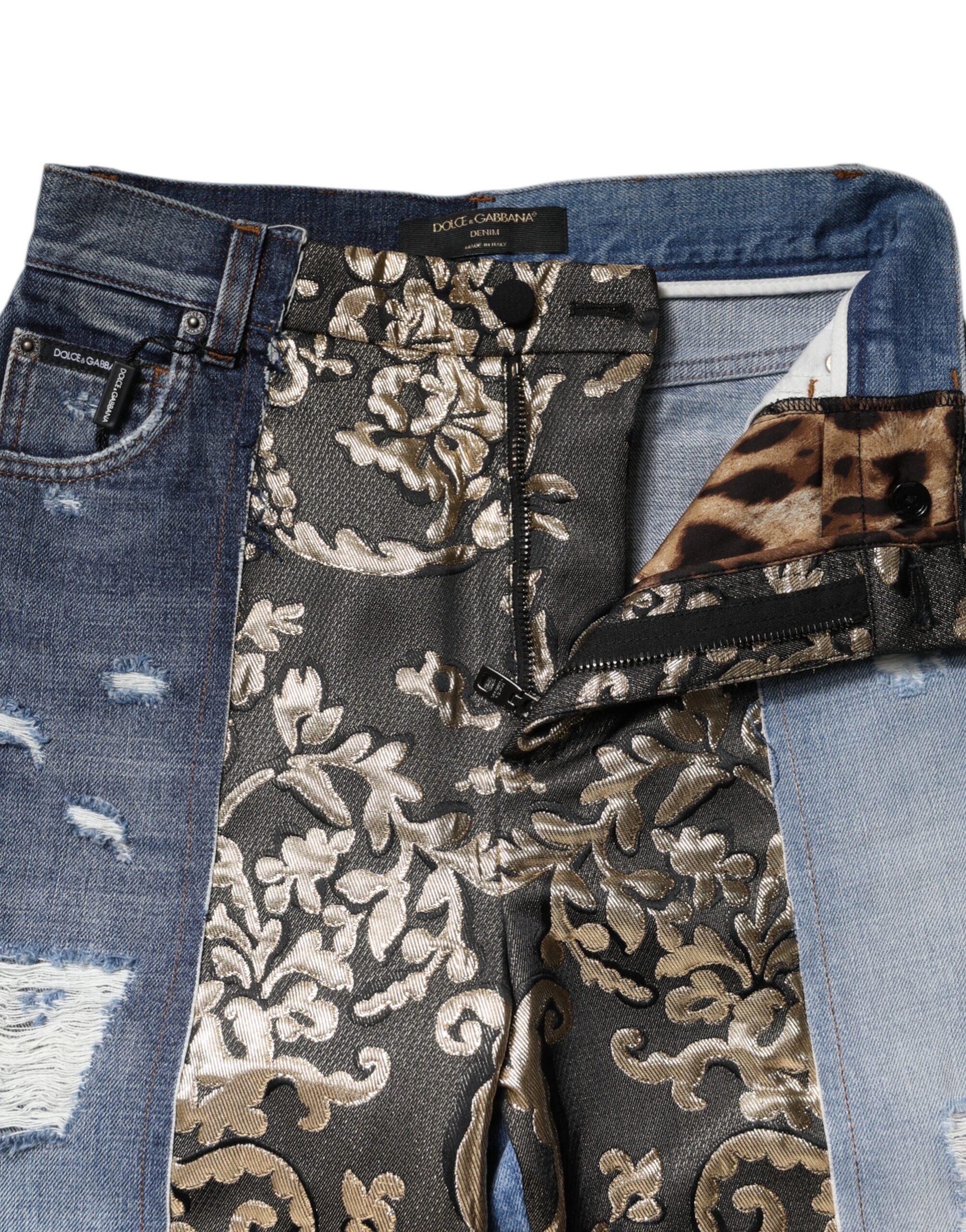 Dolce & Gabbana Multicolor Patchwork Tapered Denim Jeans Dolce & Gabbana