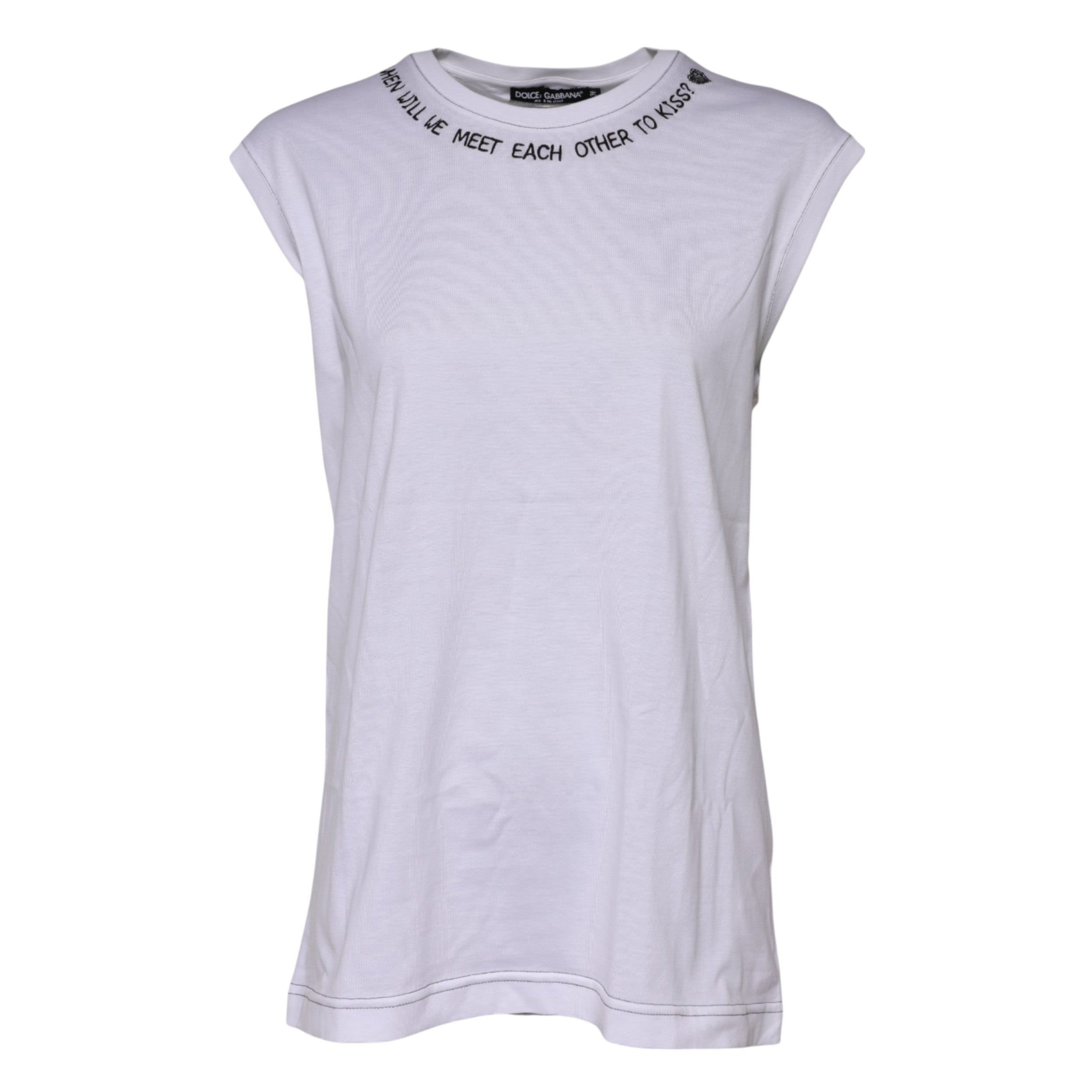 Dolce & Gabbana White Cotton Sleeveless Printed Tank T-shirt Dolce & Gabbana
