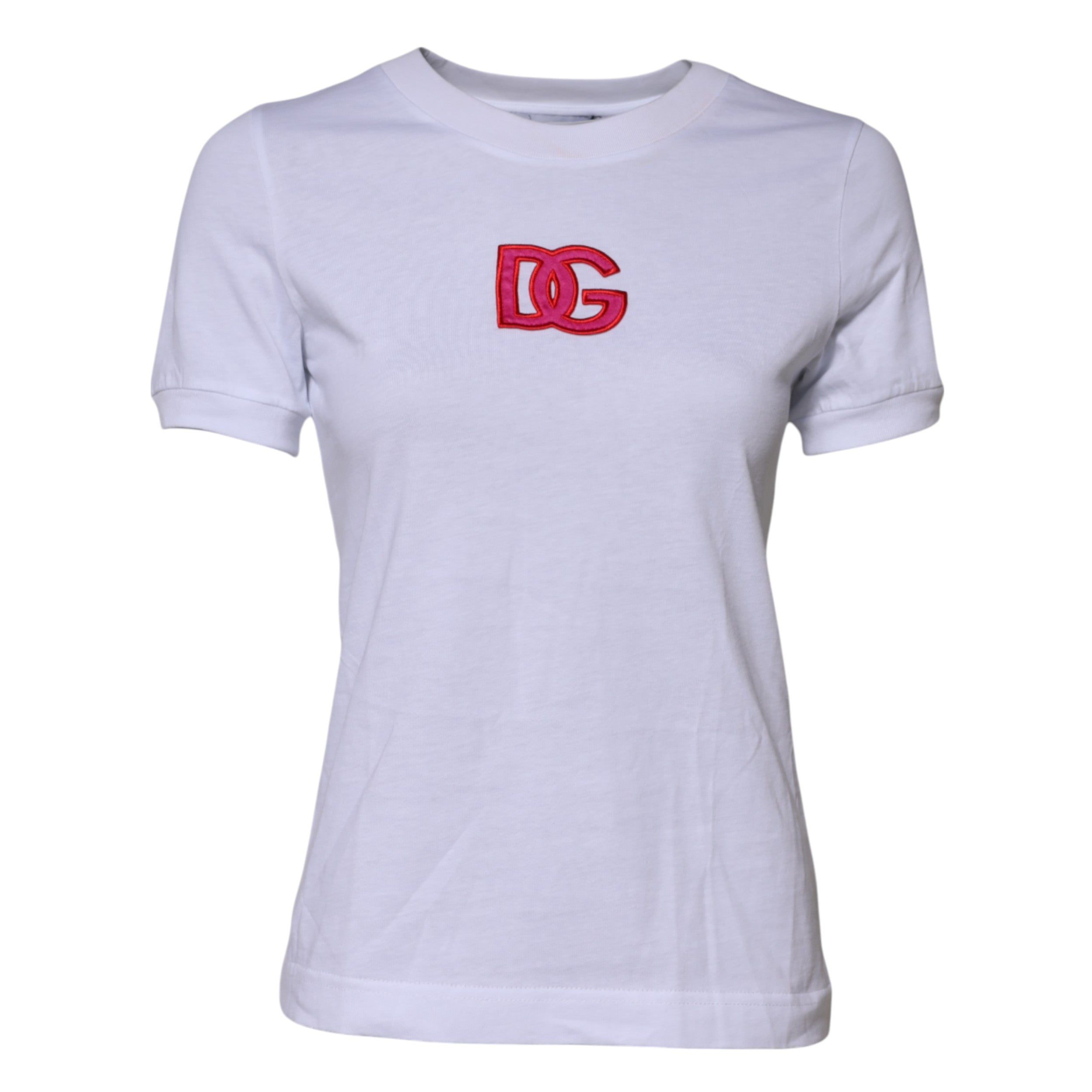 Dolce & Gabbana White Cotton DG Logo Embroidery Top T-shirt Dolce & Gabbana