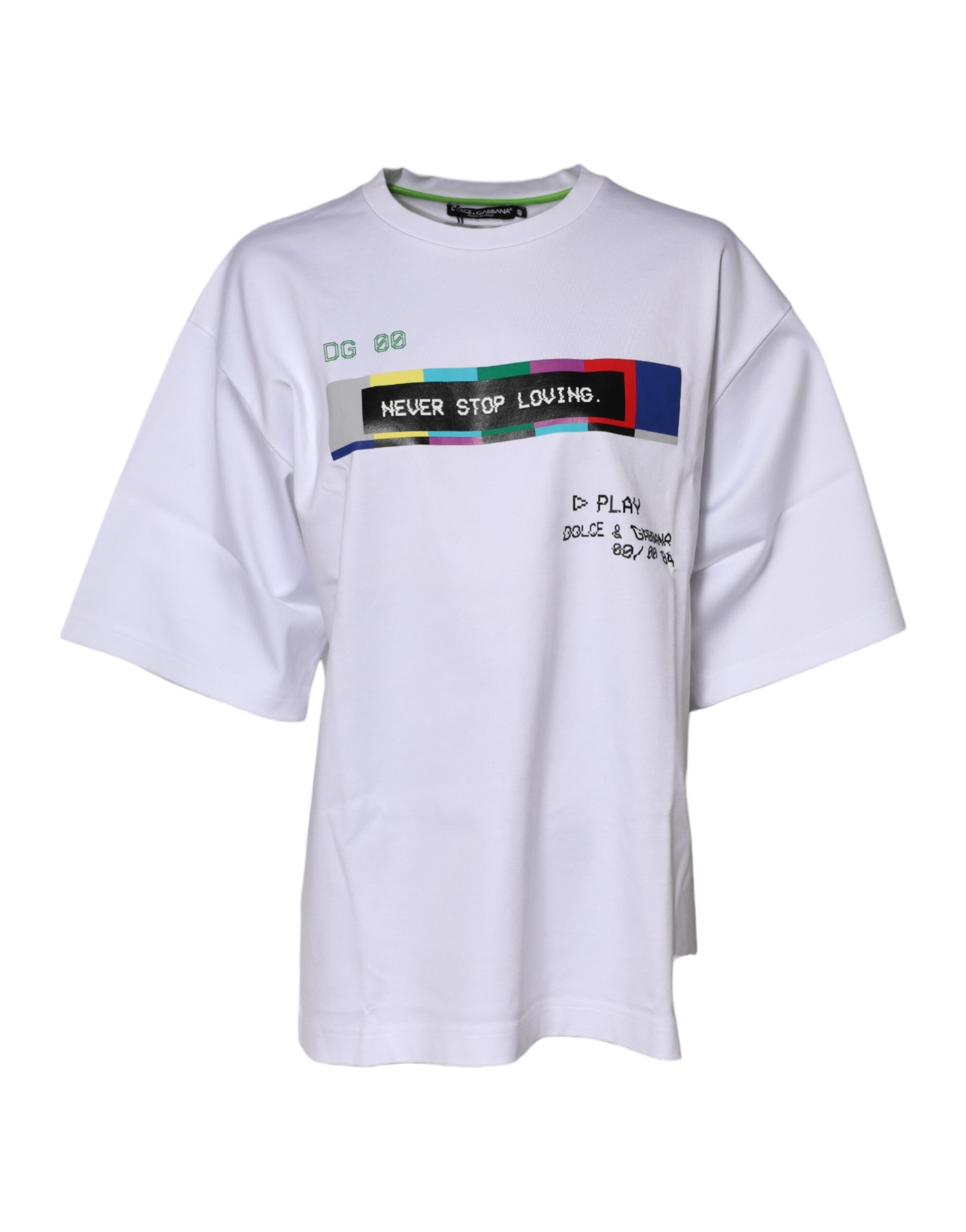 Dolce & Gabbana White Cotton Printed Short Sleeves T-shirt Dolce & Gabbana