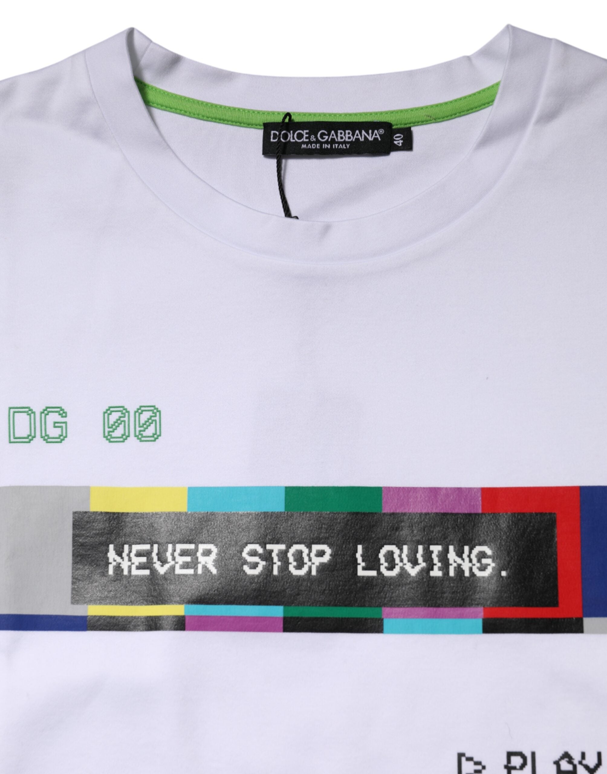 Dolce & Gabbana White Cotton Printed Short Sleeves T-shirt Dolce & Gabbana