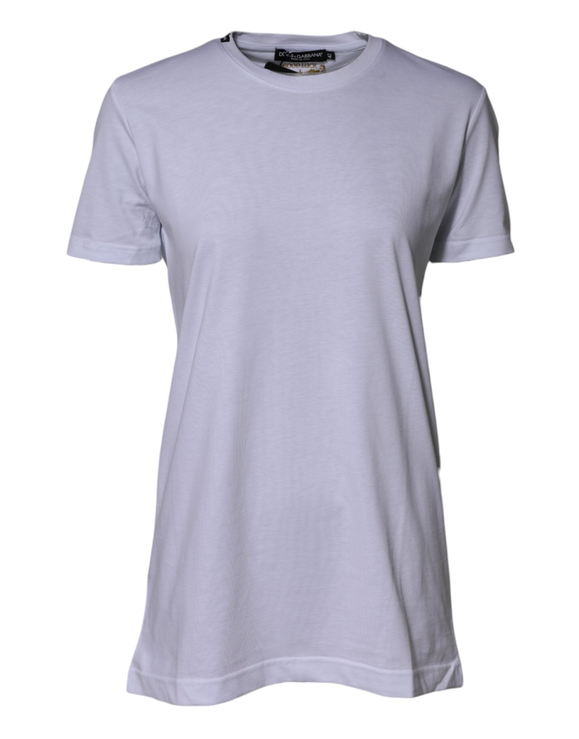 Dolce & Gabbana White Cotton Goodluck 2023 Crew Neck T-shirt Dolce & Gabbana