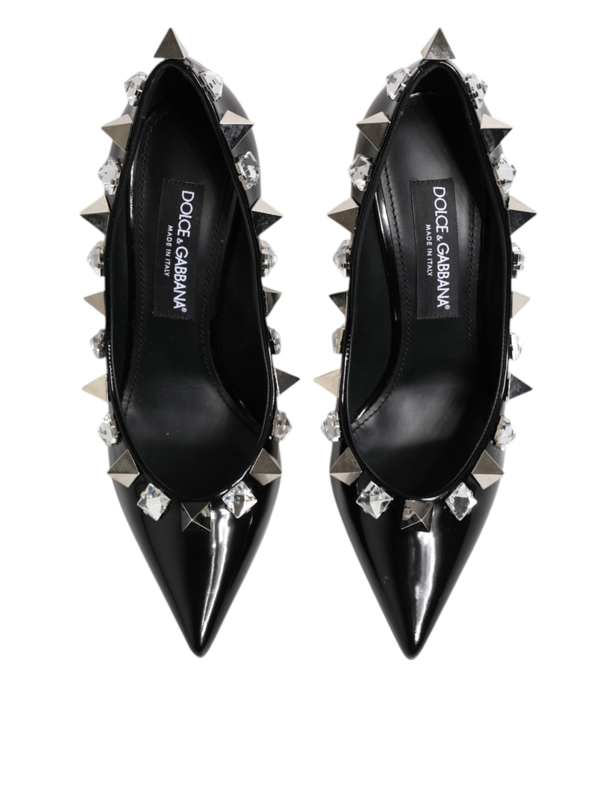Dolce & Gabbana Black Crystals Studs Stiletto Pumps Shoes Dolce & Gabbana