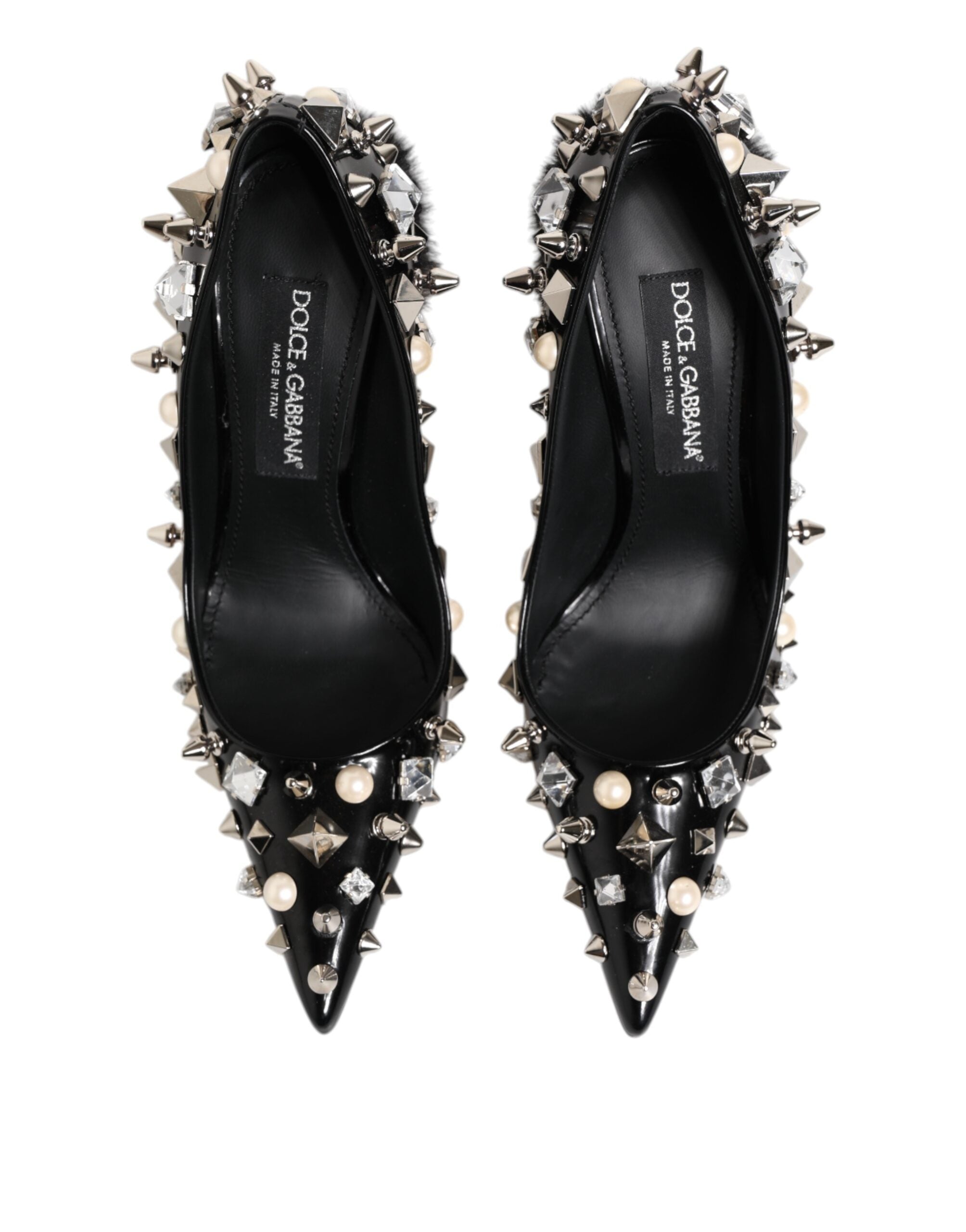 Dolce & Gabbana Black Crystals Studs Stiletto Pumps Shoes Dolce & Gabbana