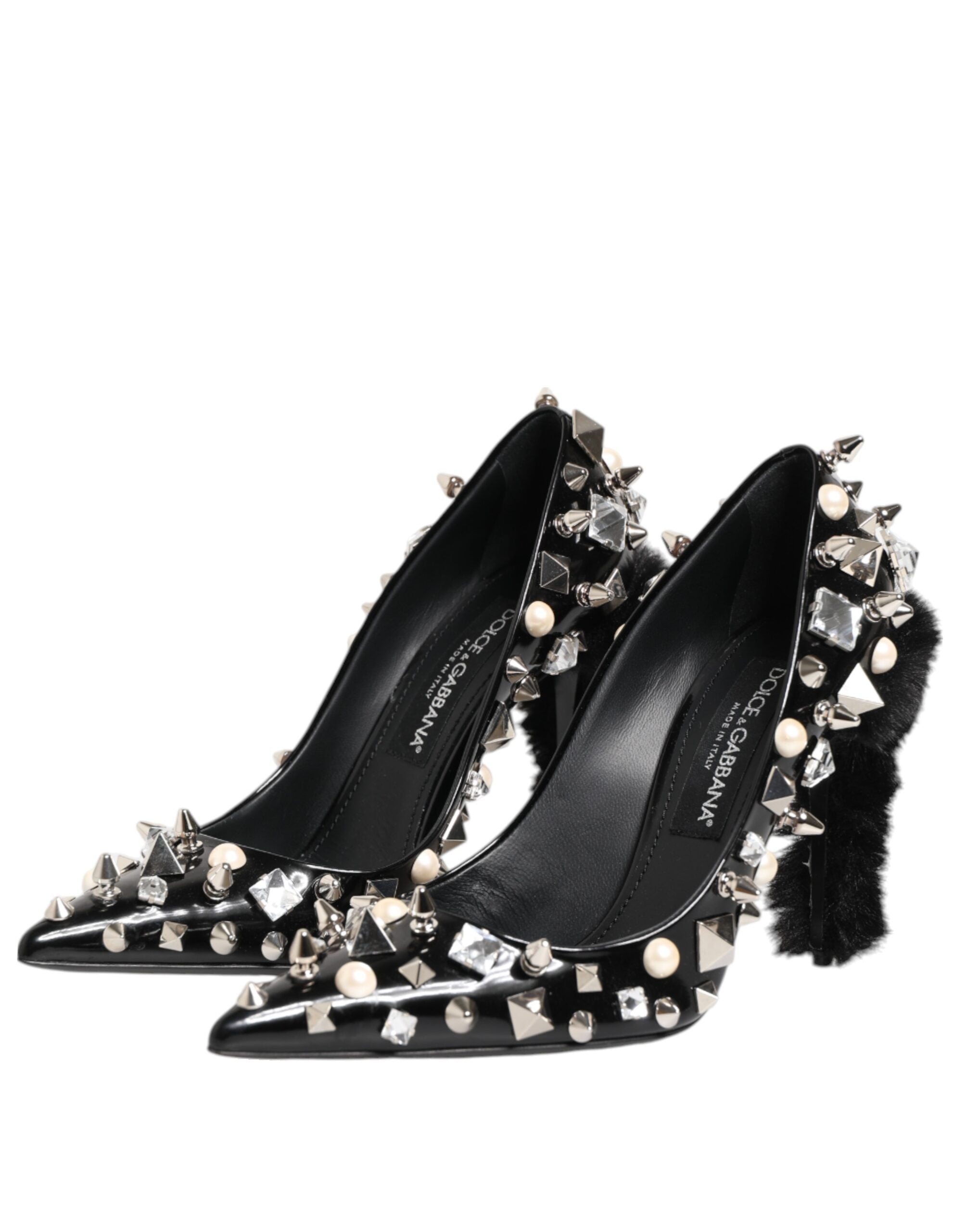Dolce & Gabbana Black Crystals Studs Stiletto Pumps Shoes Dolce & Gabbana