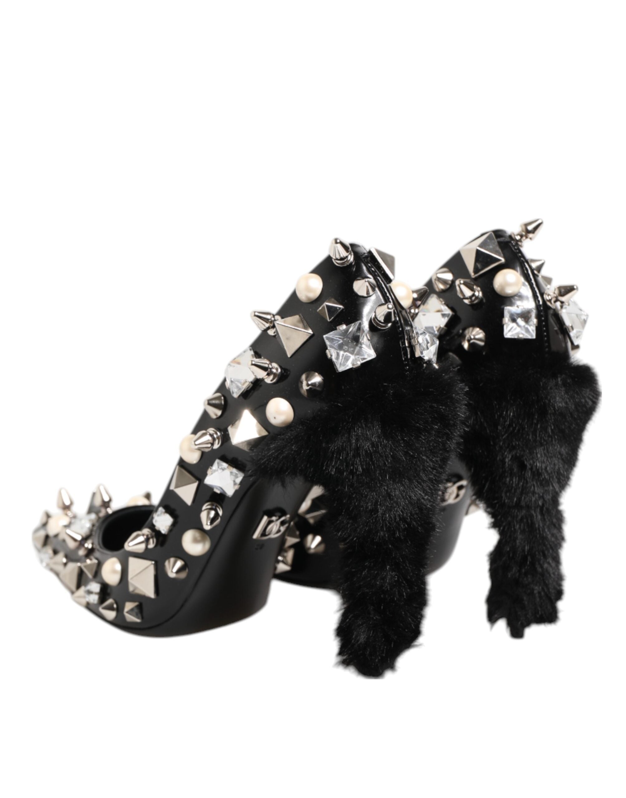 Dolce & Gabbana Black Crystals Studs Stiletto Pumps Shoes Dolce & Gabbana