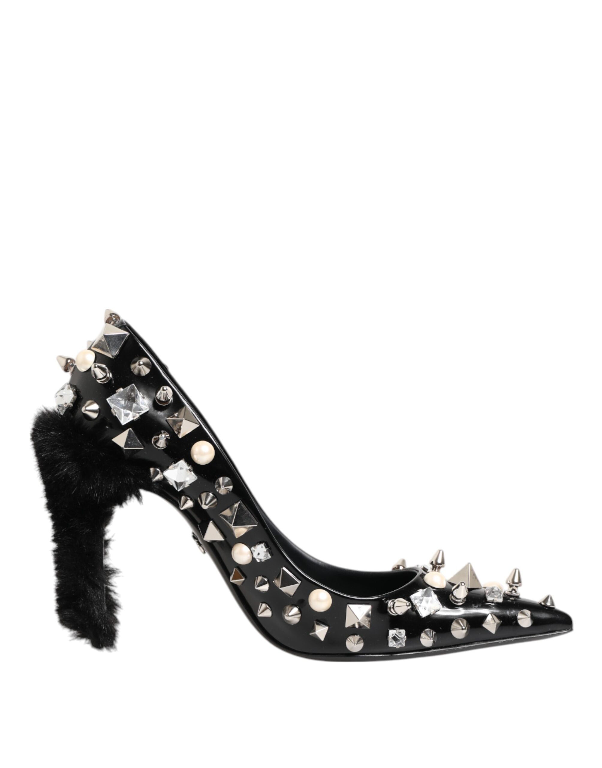 Dolce & Gabbana Black Crystals Studs Stiletto Pumps Shoes Dolce & Gabbana