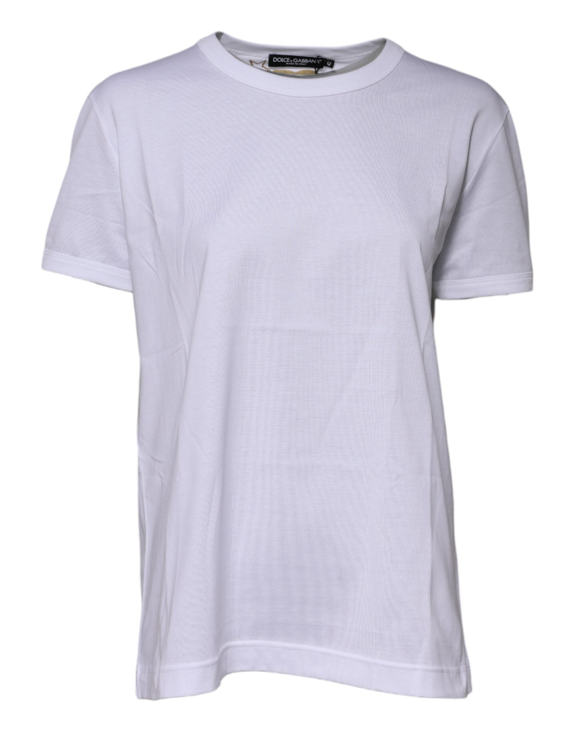 Dolce & Gabbana White Cotton Goodluck 2022 Crew Neck T-shirt Dolce & Gabbana