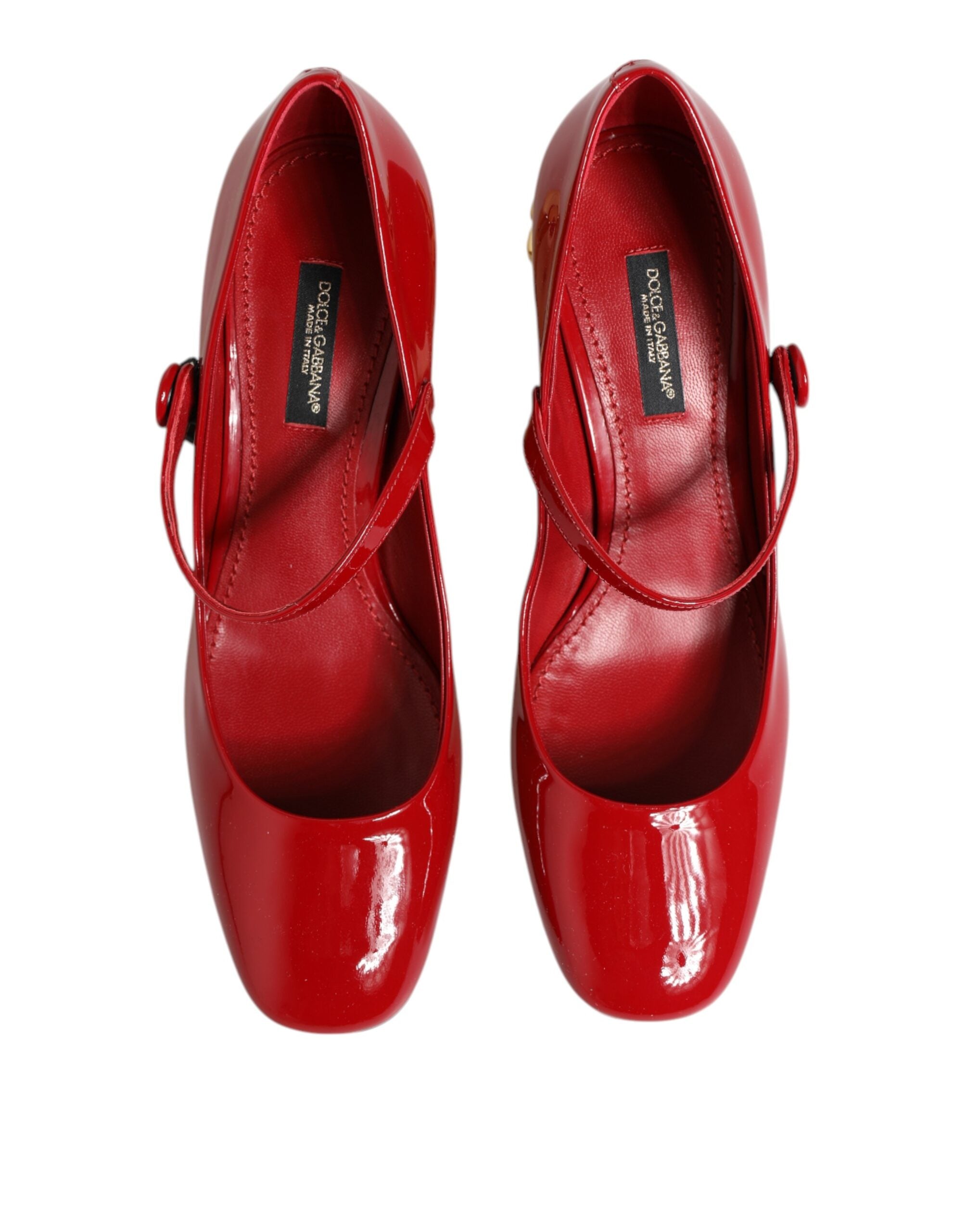 Dolce & Gabbana Red Leather DG Logo Heels Sandals Shoes Dolce & Gabbana