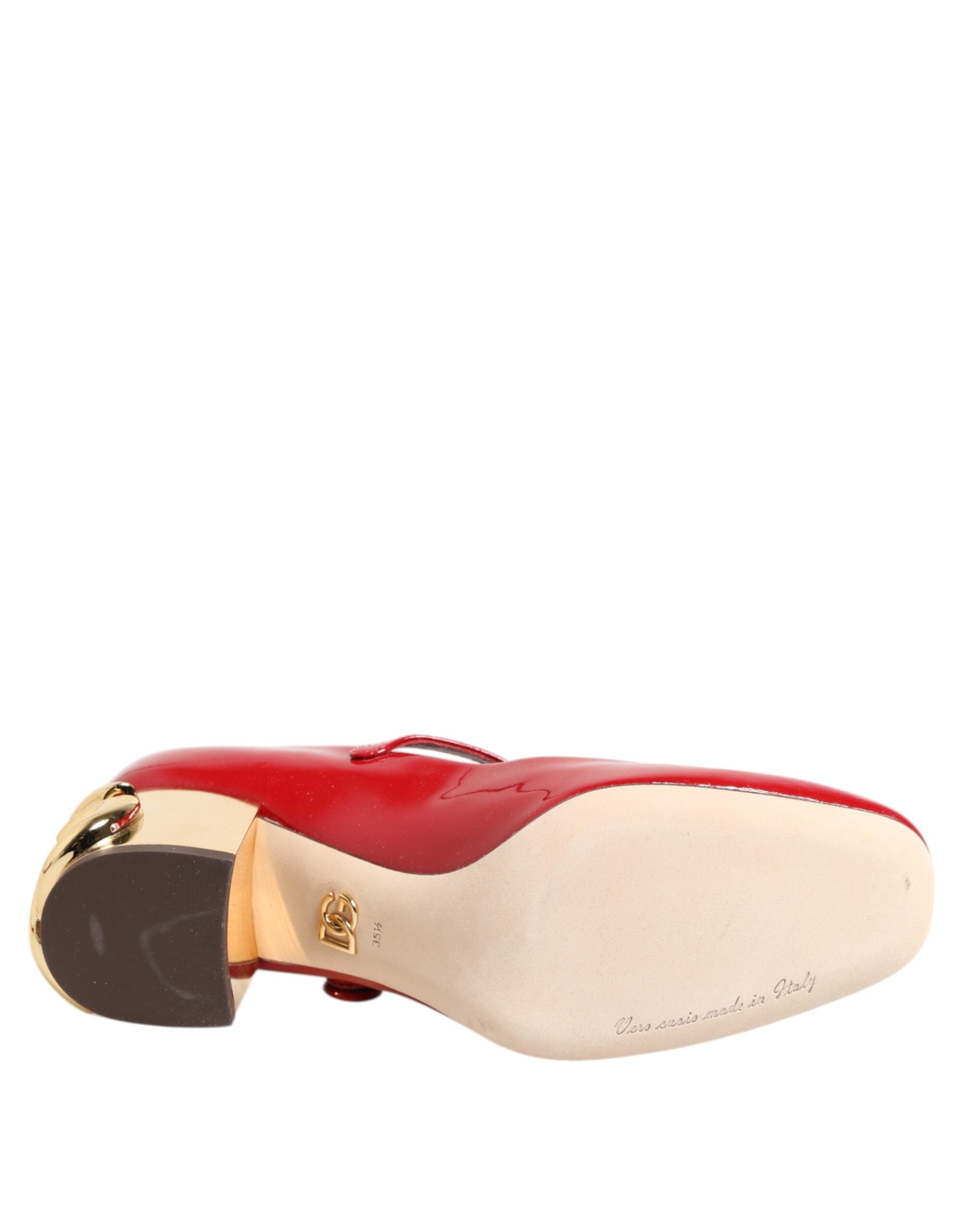 Dolce & Gabbana Red Leather DG Logo Heels Sandals Shoes Dolce & Gabbana