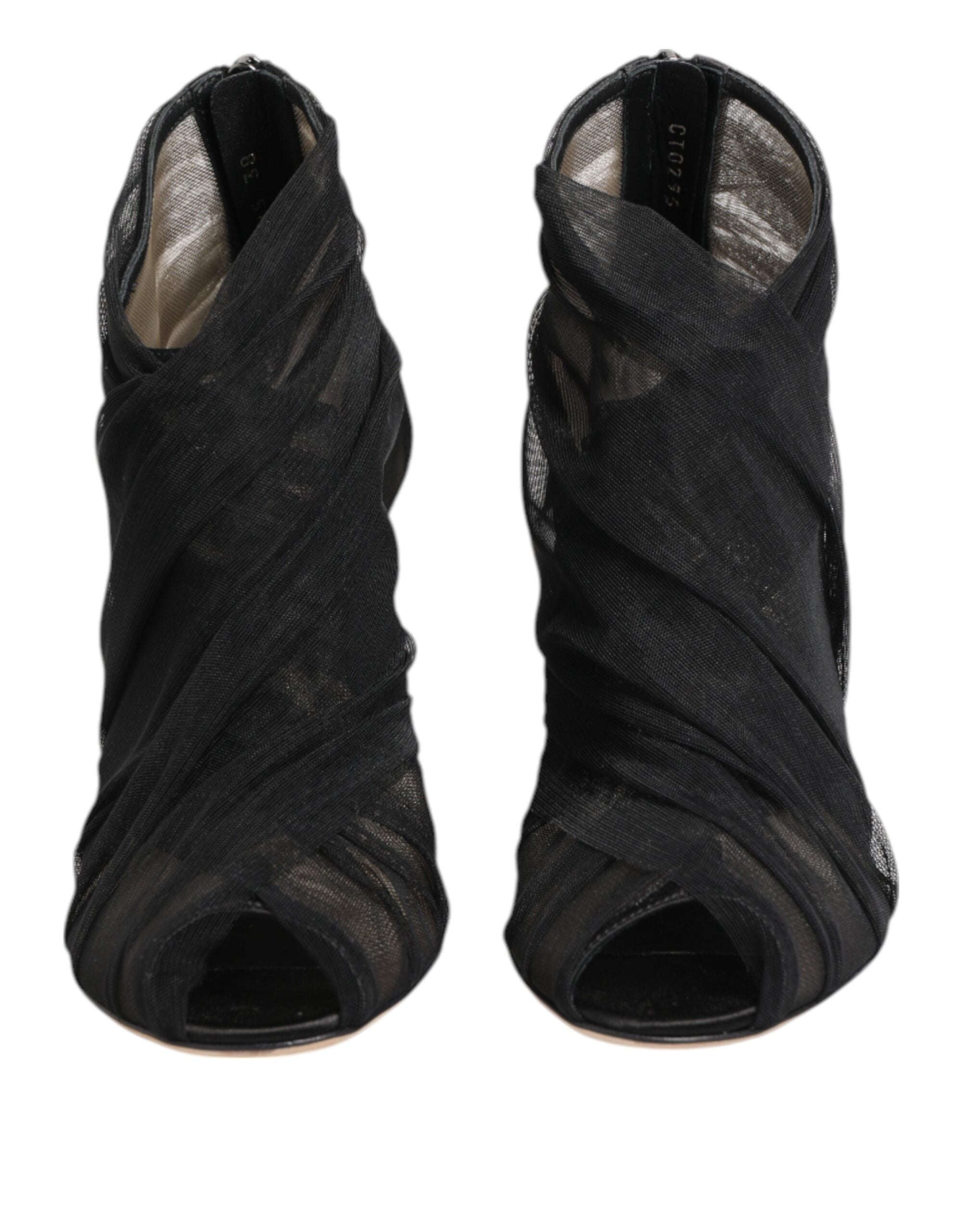 Dolce & Gabbana Black Mesh Stiletto Heels Ankle Boots Shoes Dolce & Gabbana