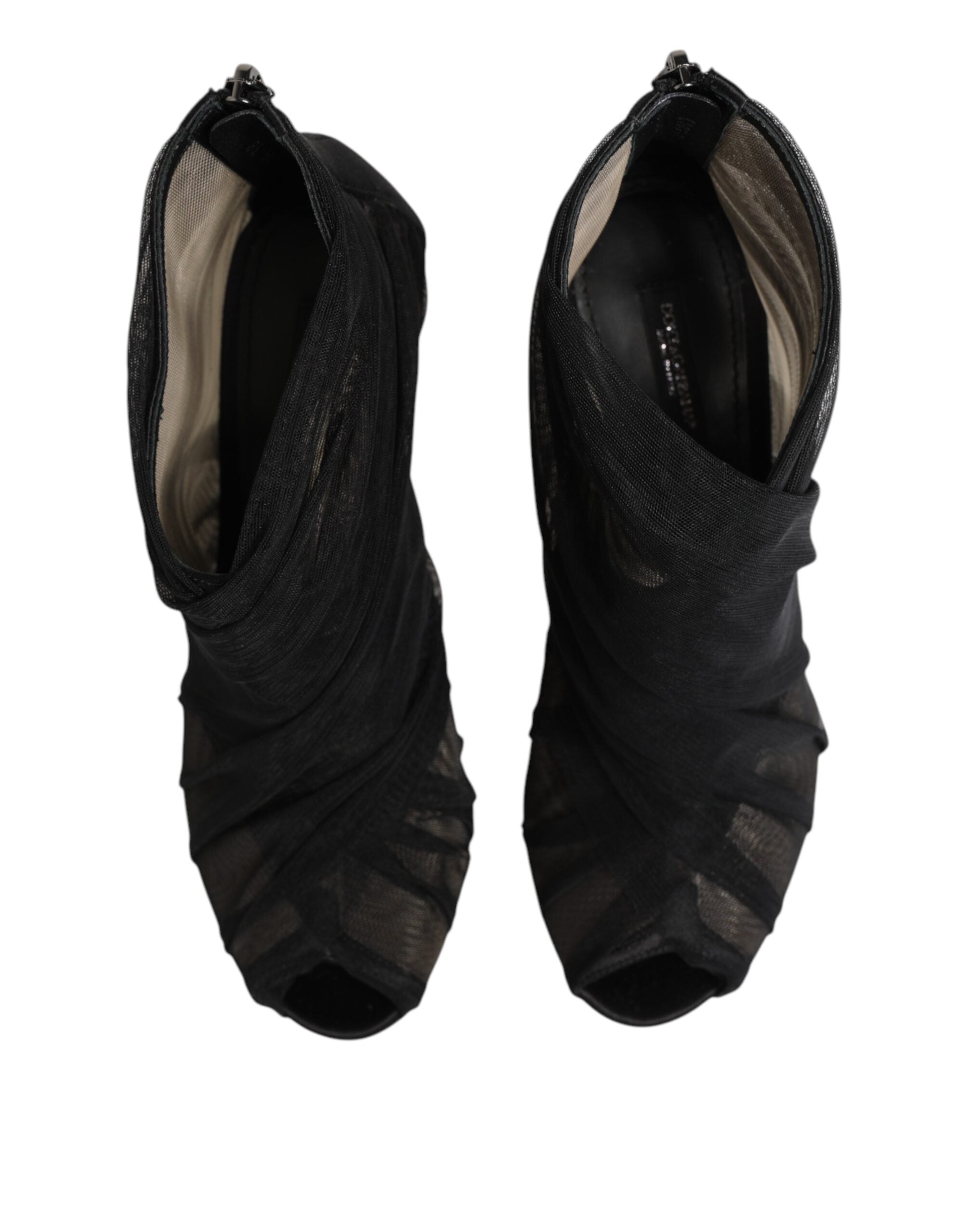 Dolce & Gabbana Black Mesh Stiletto Heels Ankle Boots Shoes Dolce & Gabbana