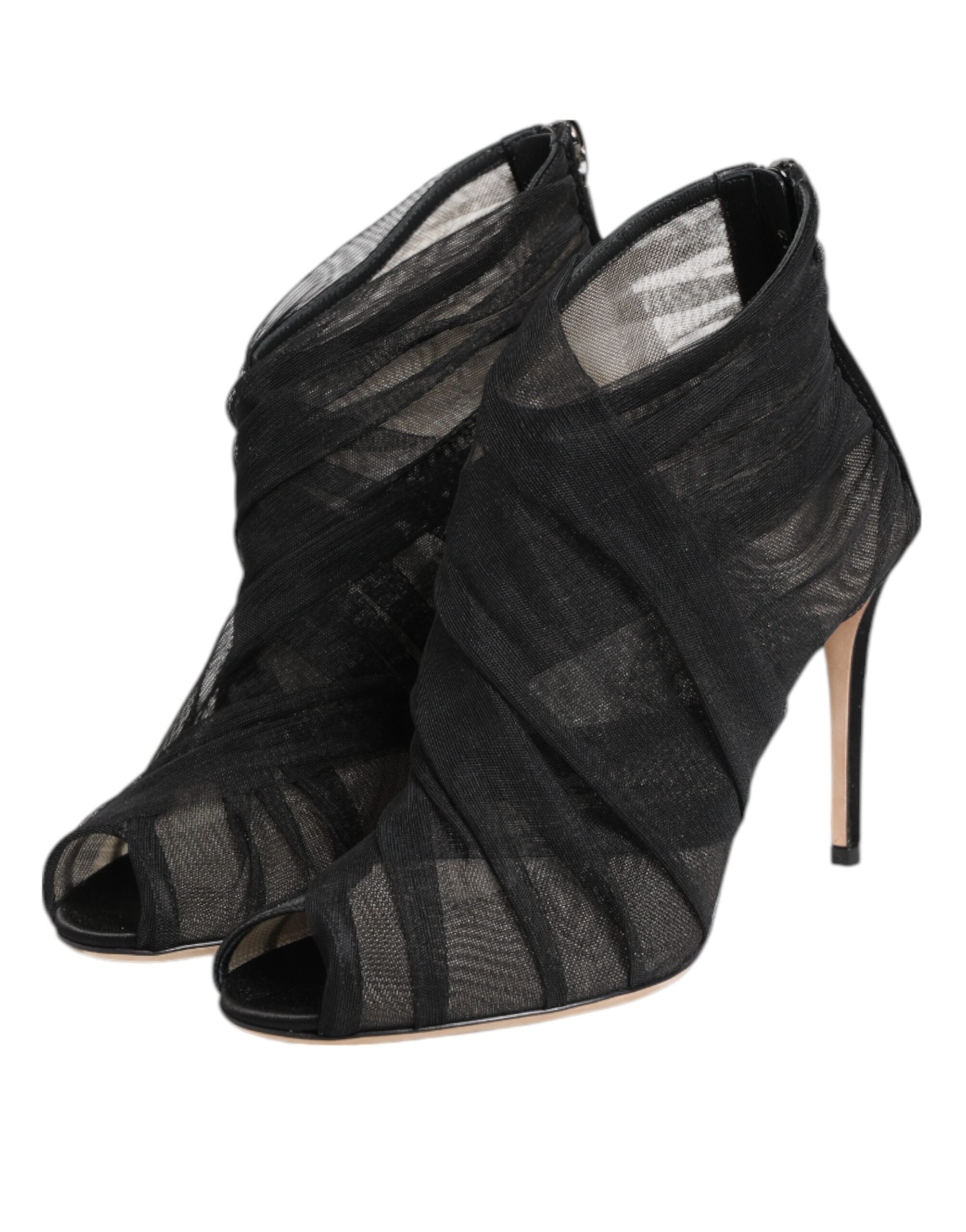 Dolce & Gabbana Black Mesh Stiletto Heels Ankle Boots Shoes Dolce & Gabbana