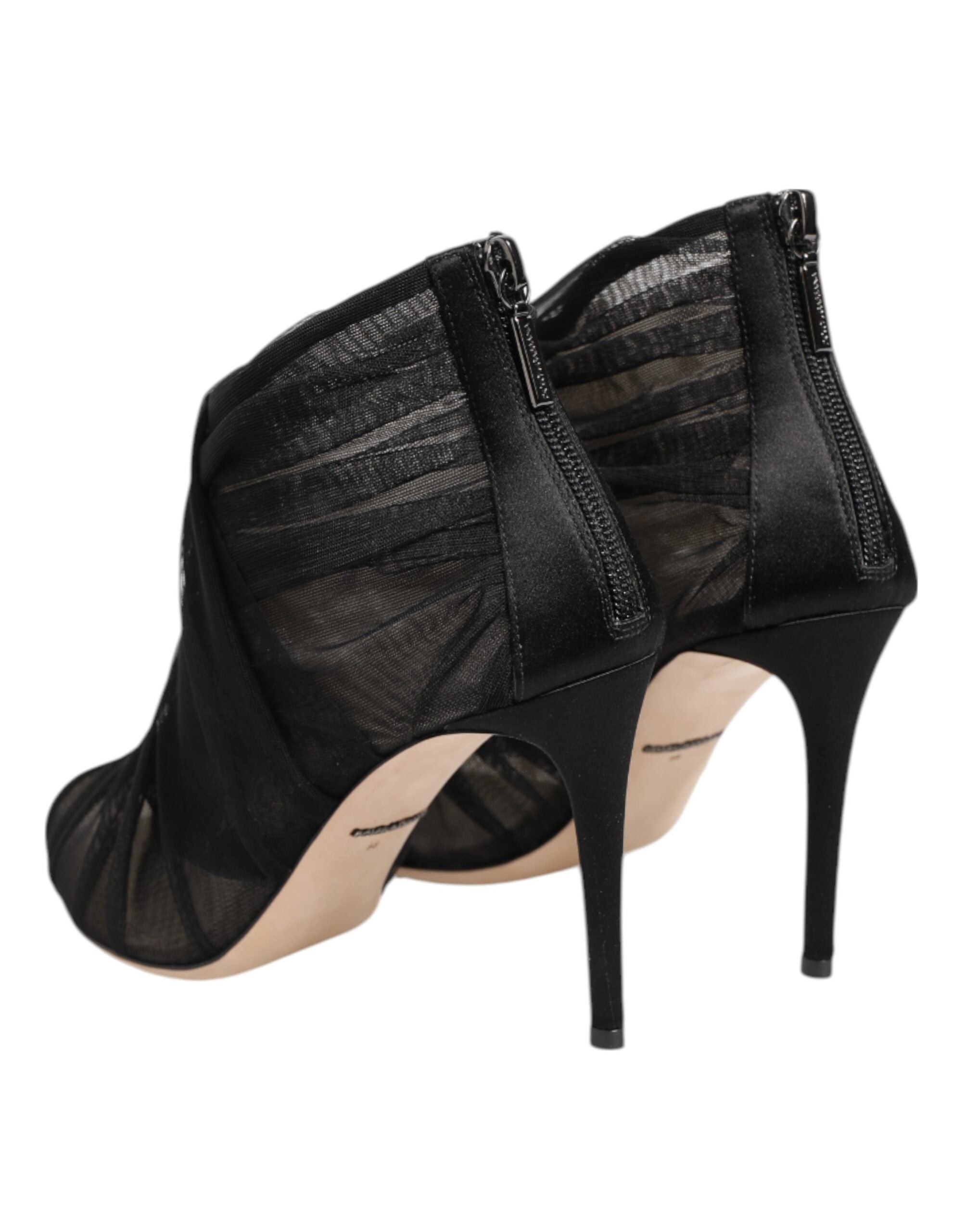 Dolce & Gabbana Black Mesh Stiletto Heels Ankle Boots Shoes Dolce & Gabbana