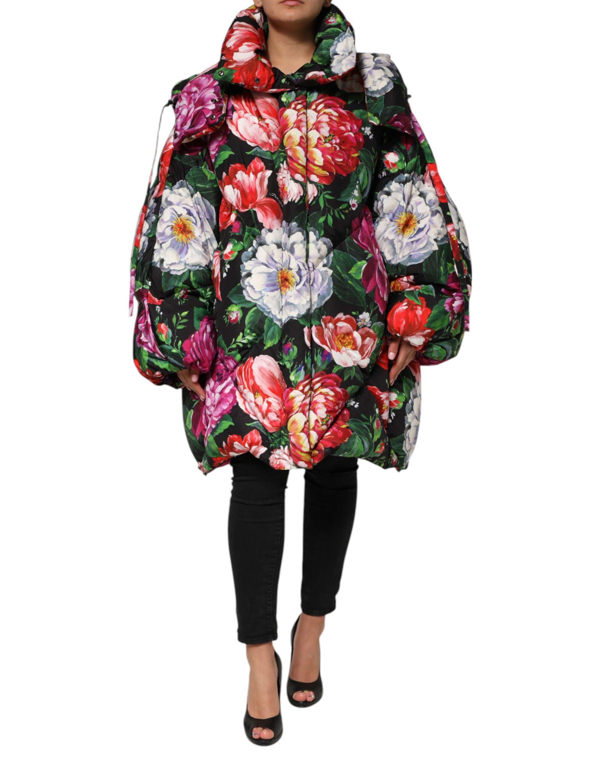 Dolce & Gabbana Multicolor Floral Hooded Puffer Coat Jacket Dolce & Gabbana