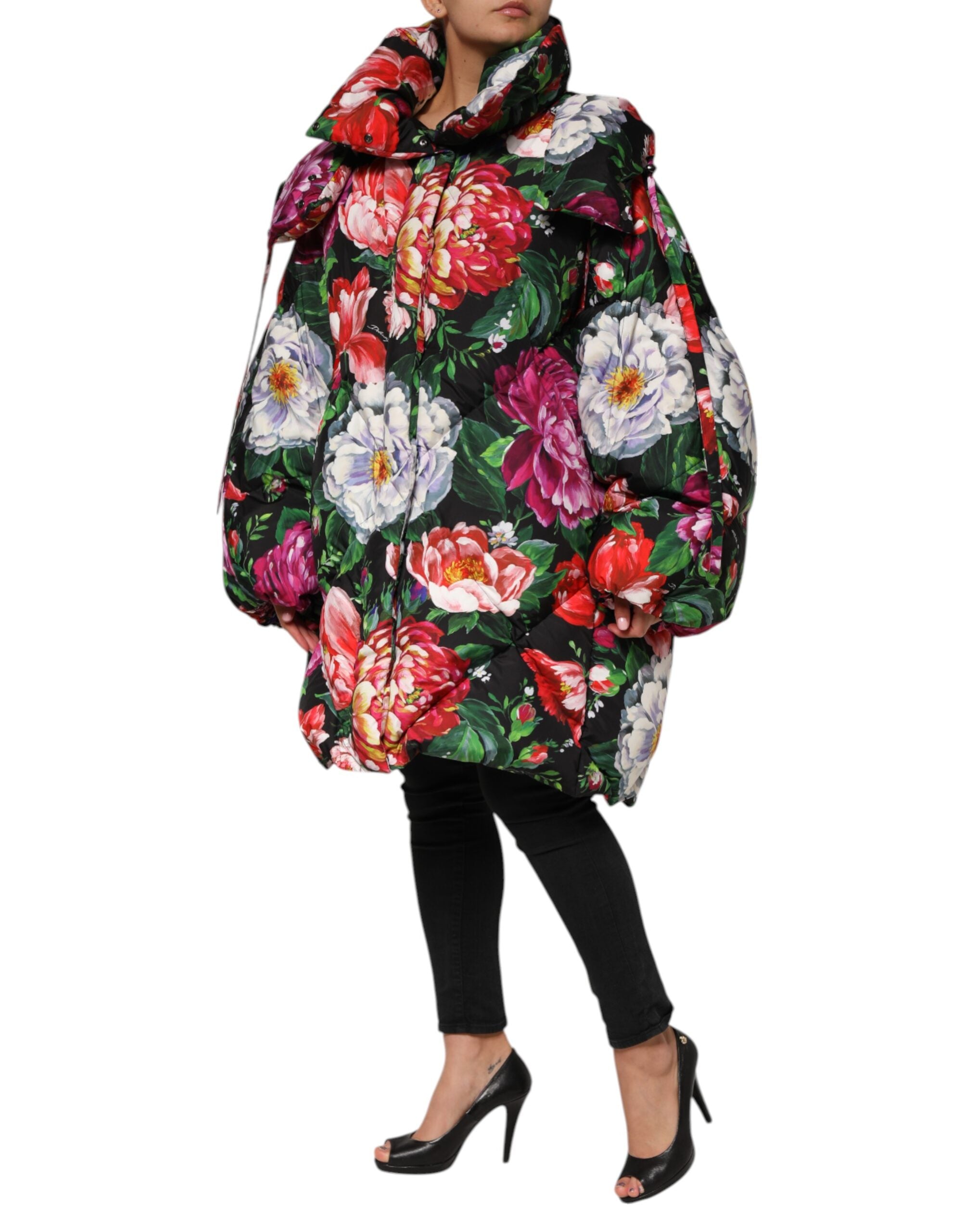 Dolce & Gabbana Multicolor Floral Hooded Puffer Coat Jacket Dolce & Gabbana