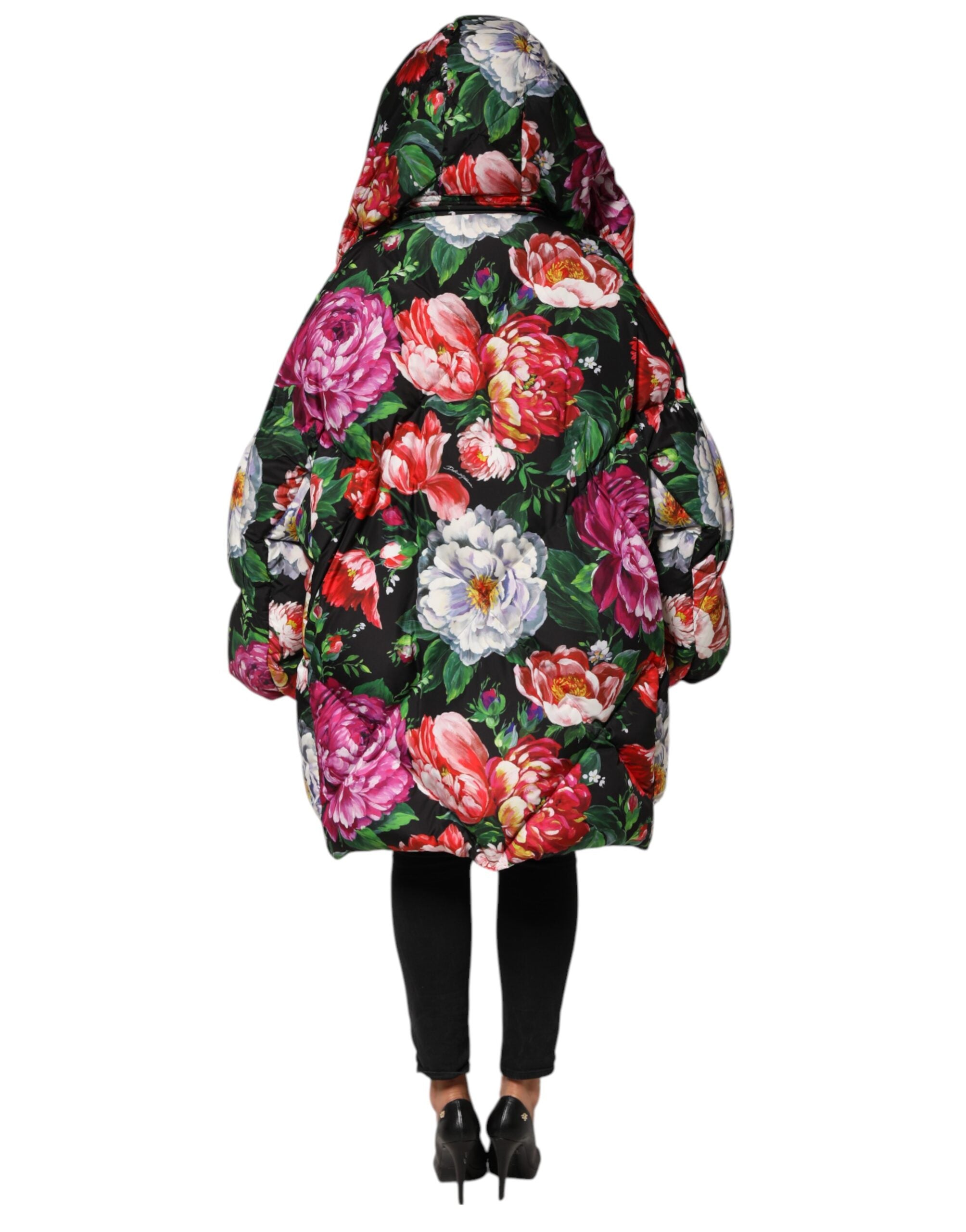 Dolce & Gabbana Multicolor Floral Hooded Puffer Coat Jacket Dolce & Gabbana